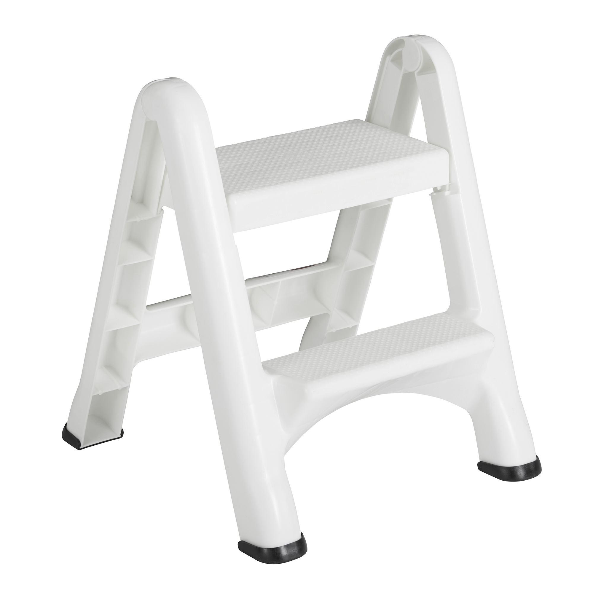 White 2 Pack Rubbermaid EZ Two Step Durable Folding Plastic Ladder Step Stool 