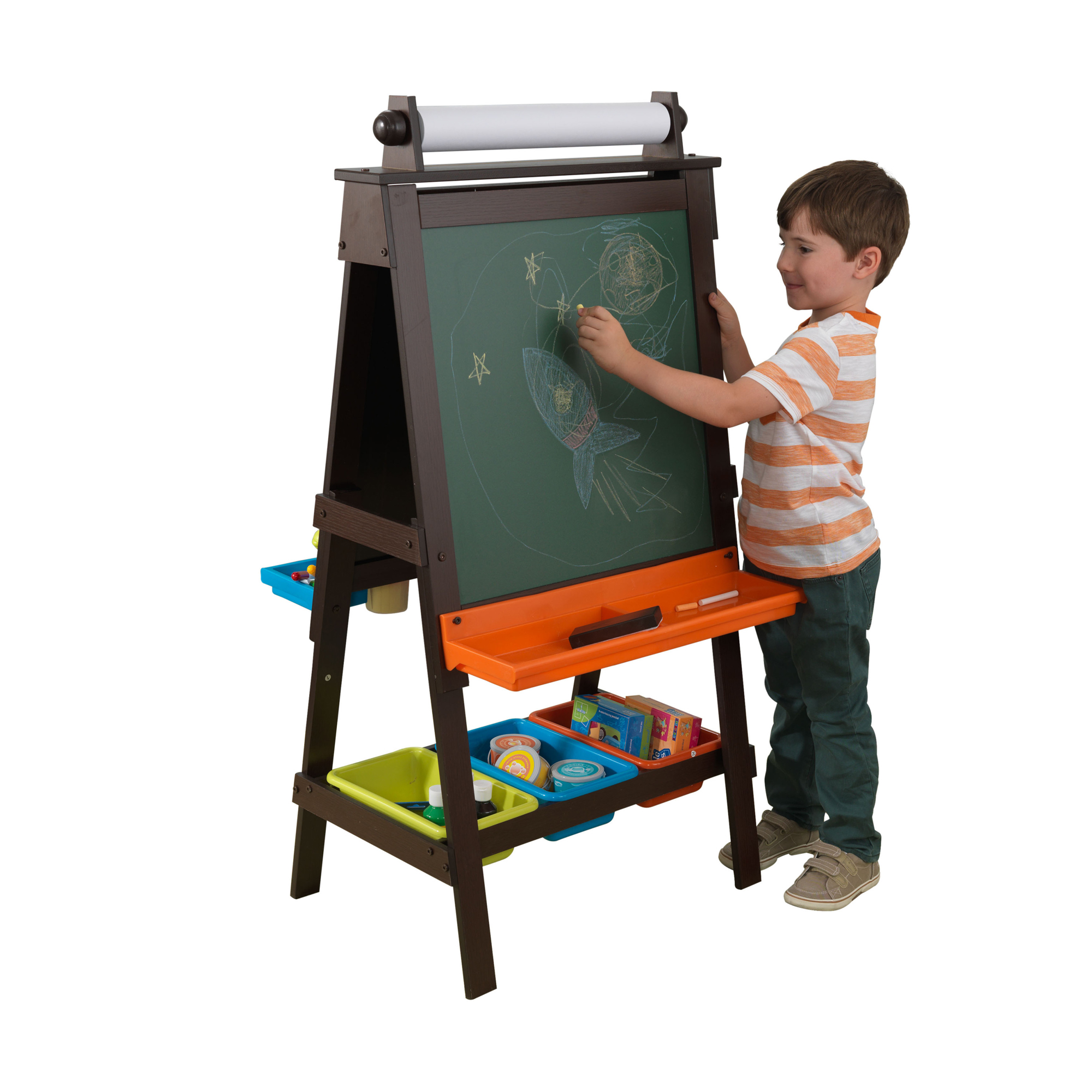 KidKraft Chalkboard & Whiteboard Art Easel with Paper Roll, Espresso (Open Box) 706943620434 eBay