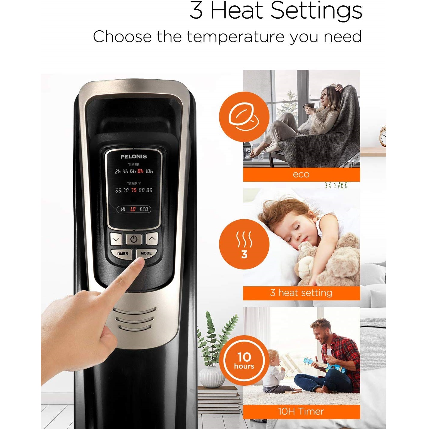 Pelonis Oil Filled Radiator Space Heater with Programmable 
