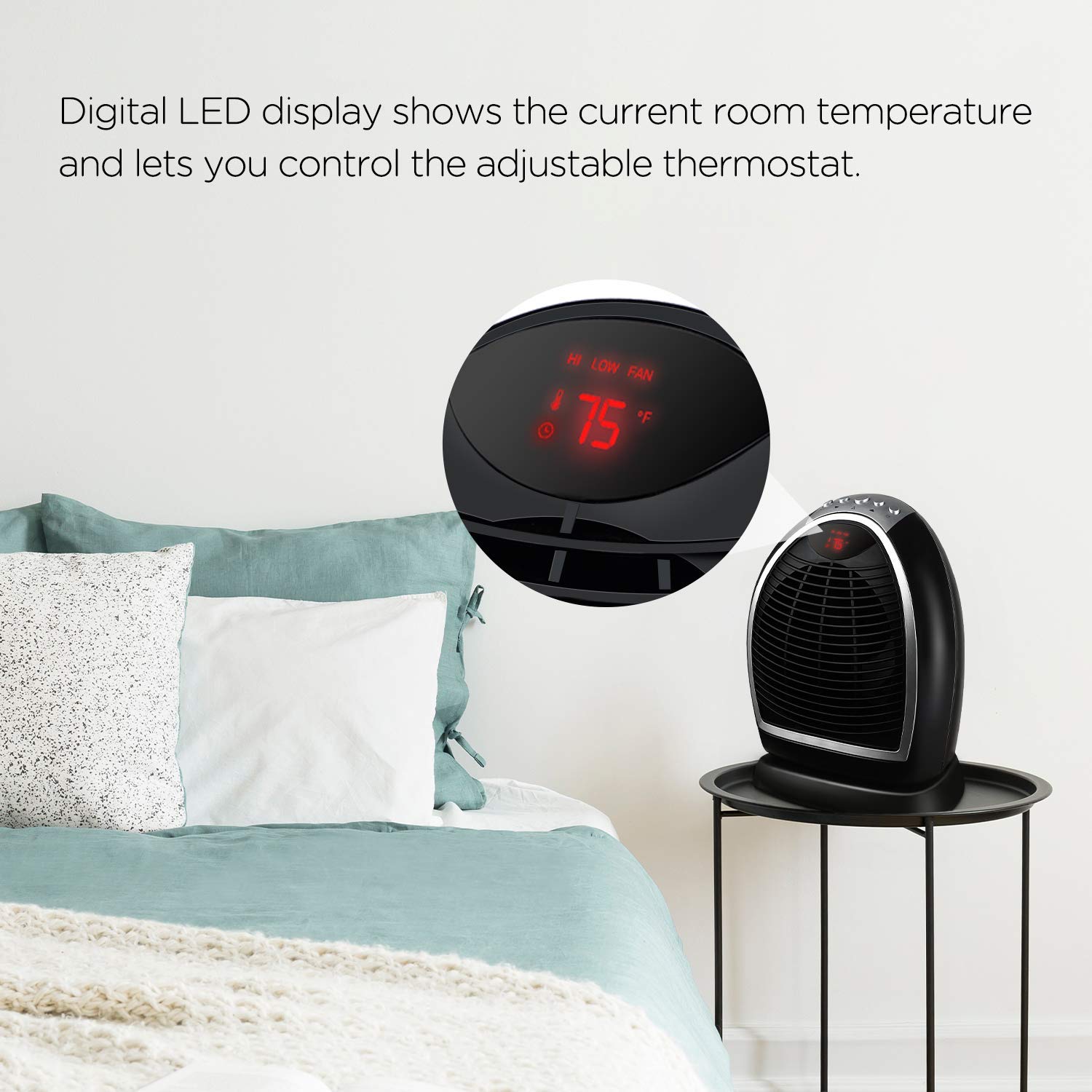 Pelonis HF-0063 1500-Watt Oscillating Digital Fan and Personal Space