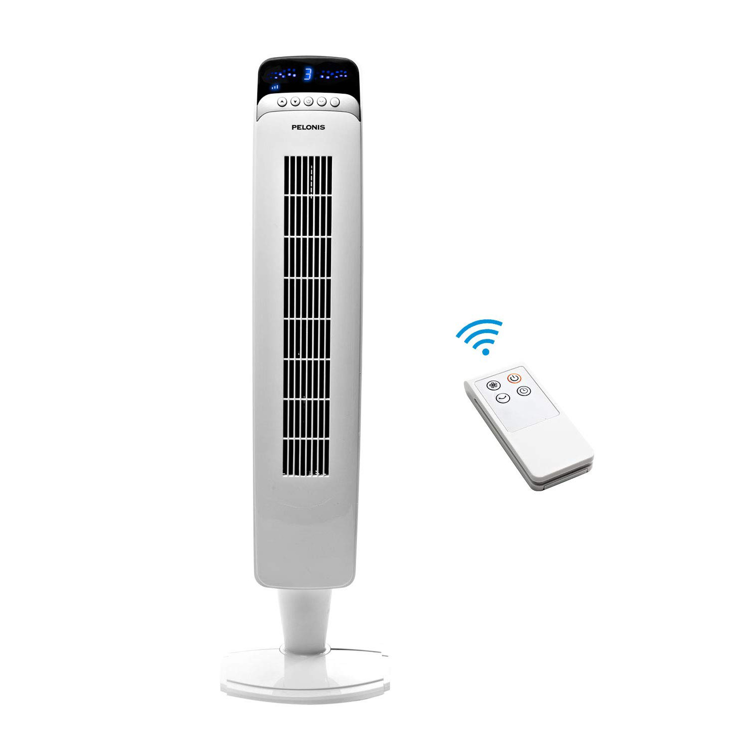 PELONIS 40" 3 Speed Oscillating Pedestal Tower Fan with Remote, White