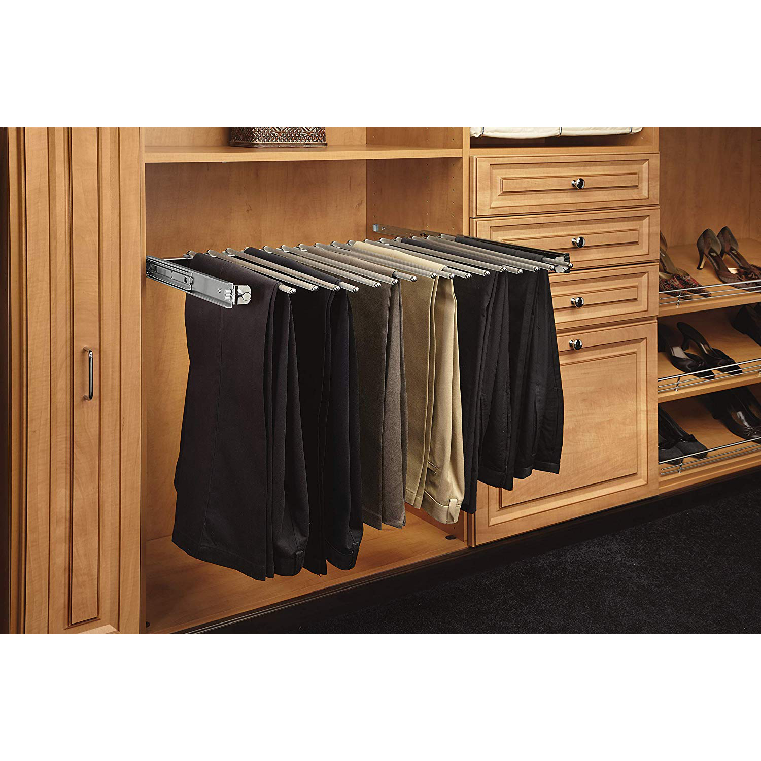 RevAShelf PSC3014CR 30Inch Closet Pullout Pants Rack for 16 Pairs