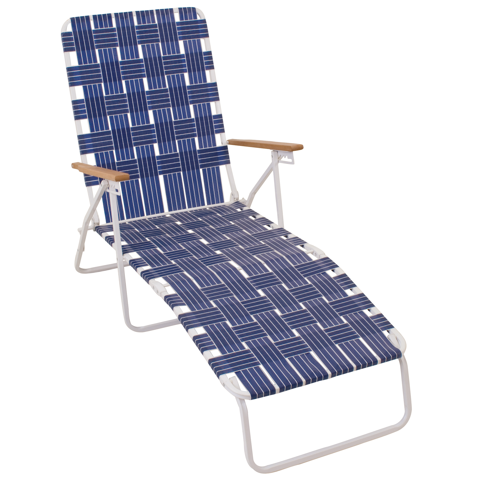 RIO Brands Steel Folding Web Chaise Beach Lawn Pool Lounge Chair, Blue