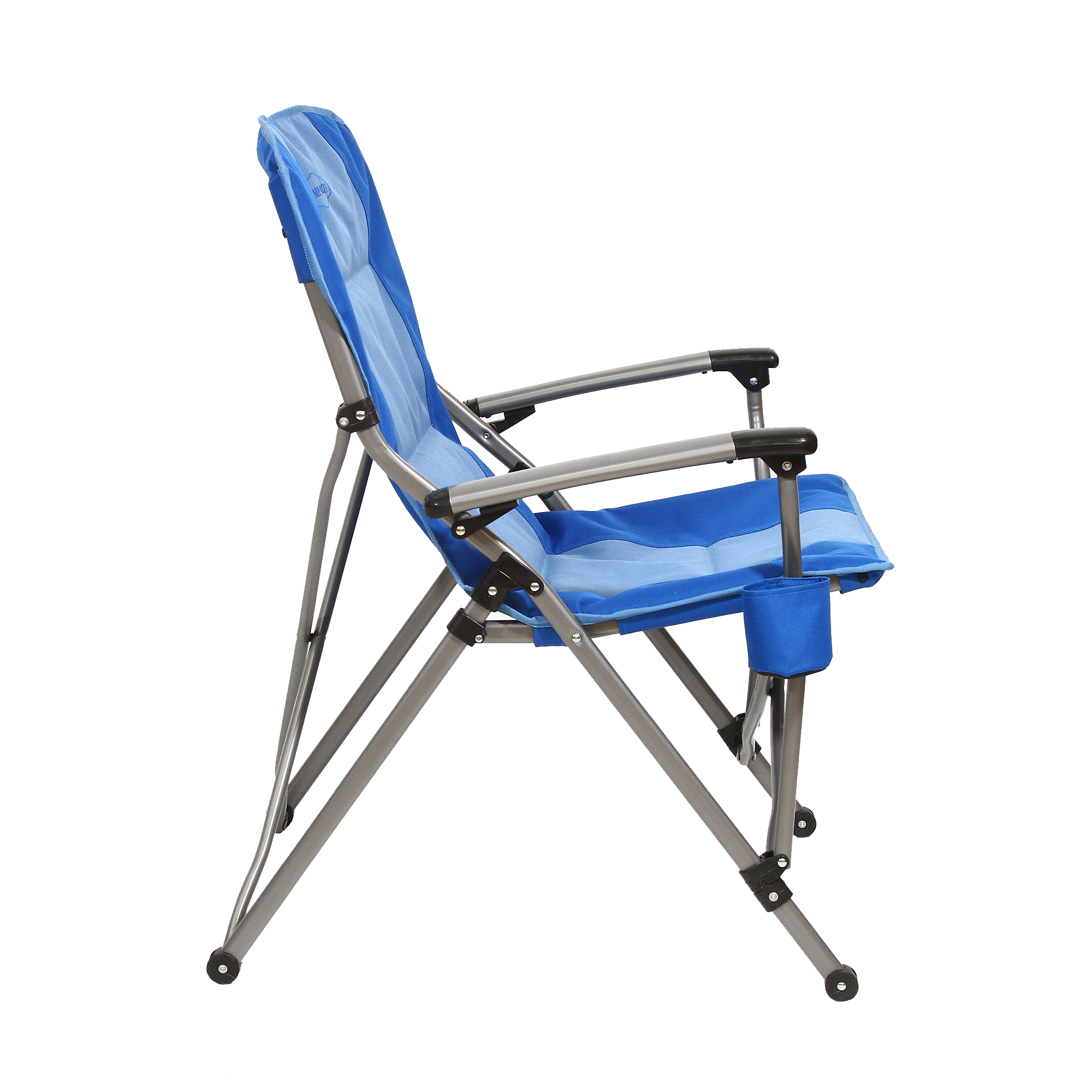 Kamp-Rite KAMPCC156 Hard Arm Camp Folding Chair with Cupholder, Blue