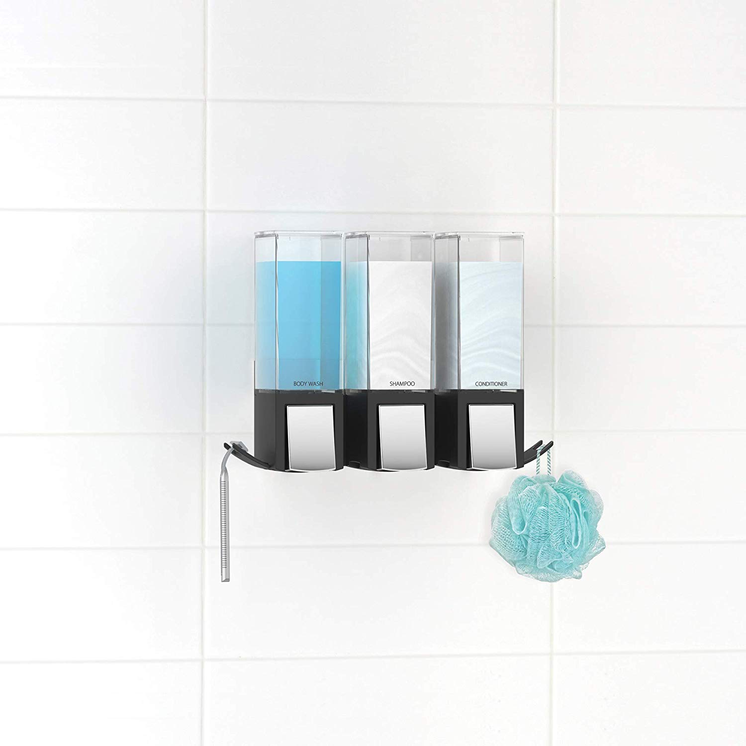 Better Living CLEVER Luxury Shower/Bath Liquid Wall Dispenser, Black