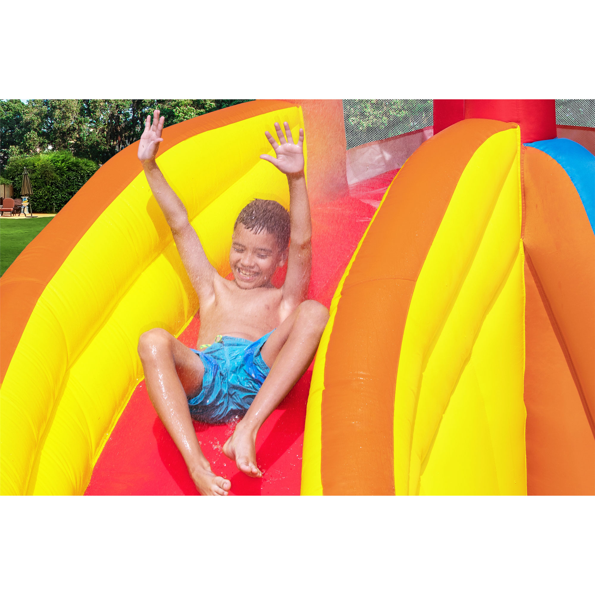 kids on water slide