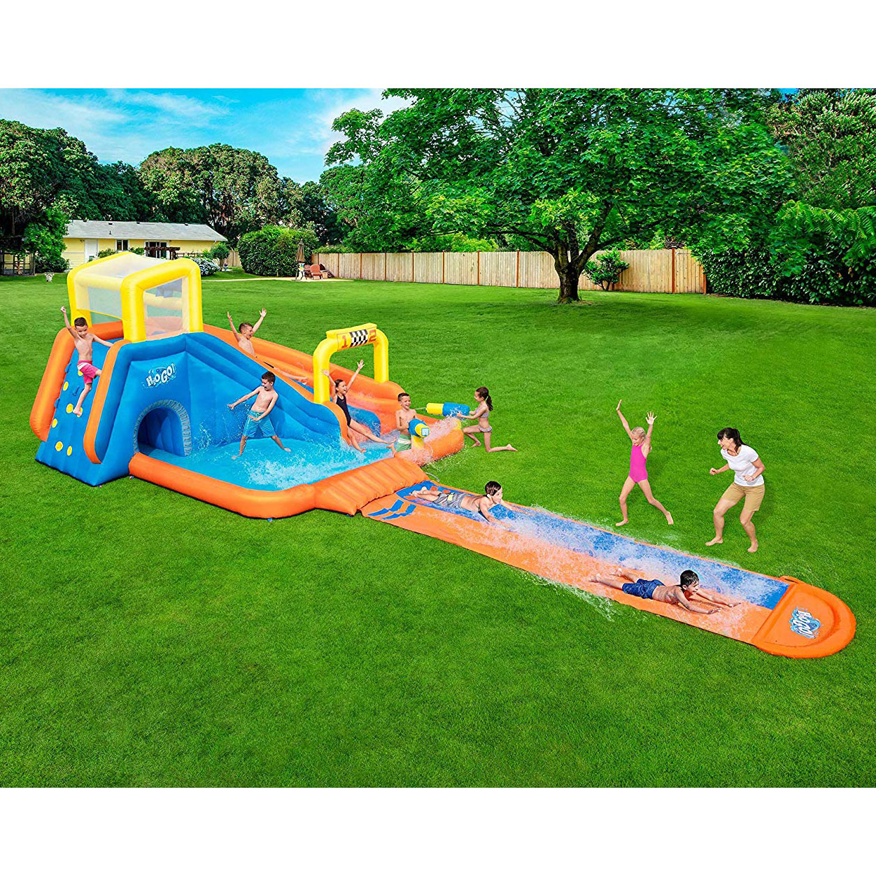 Bestway H2OGO! Raceway Kids Inflatable Backyard Water Park with Slide ...
