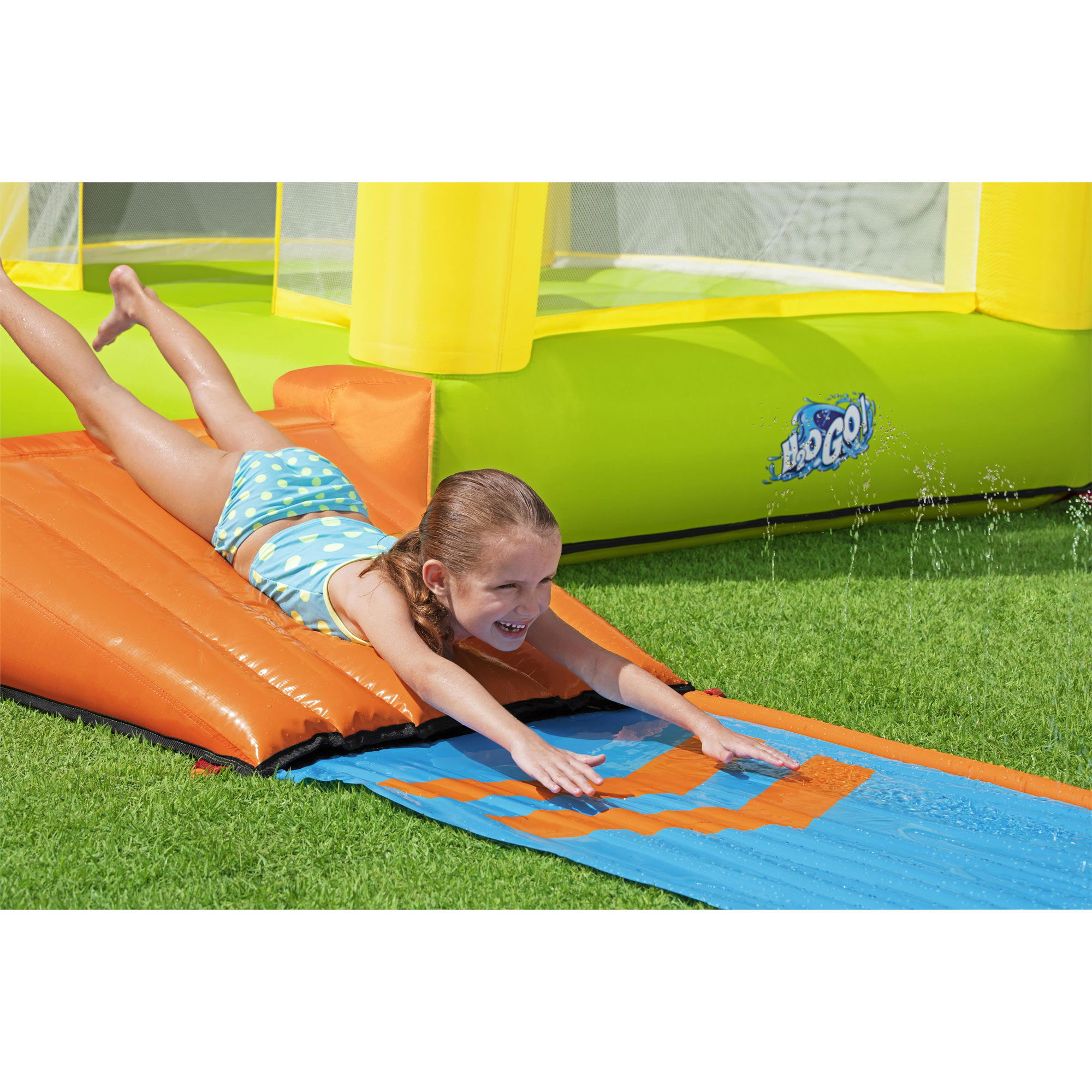 inflatable bounce house and water slide