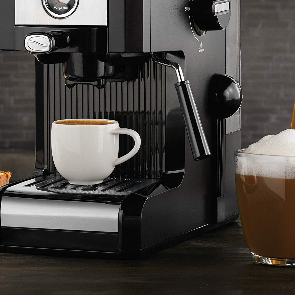 Mr. Coffee Easy Maker Espresso Machine w/ Auto Tamp Technology, Black