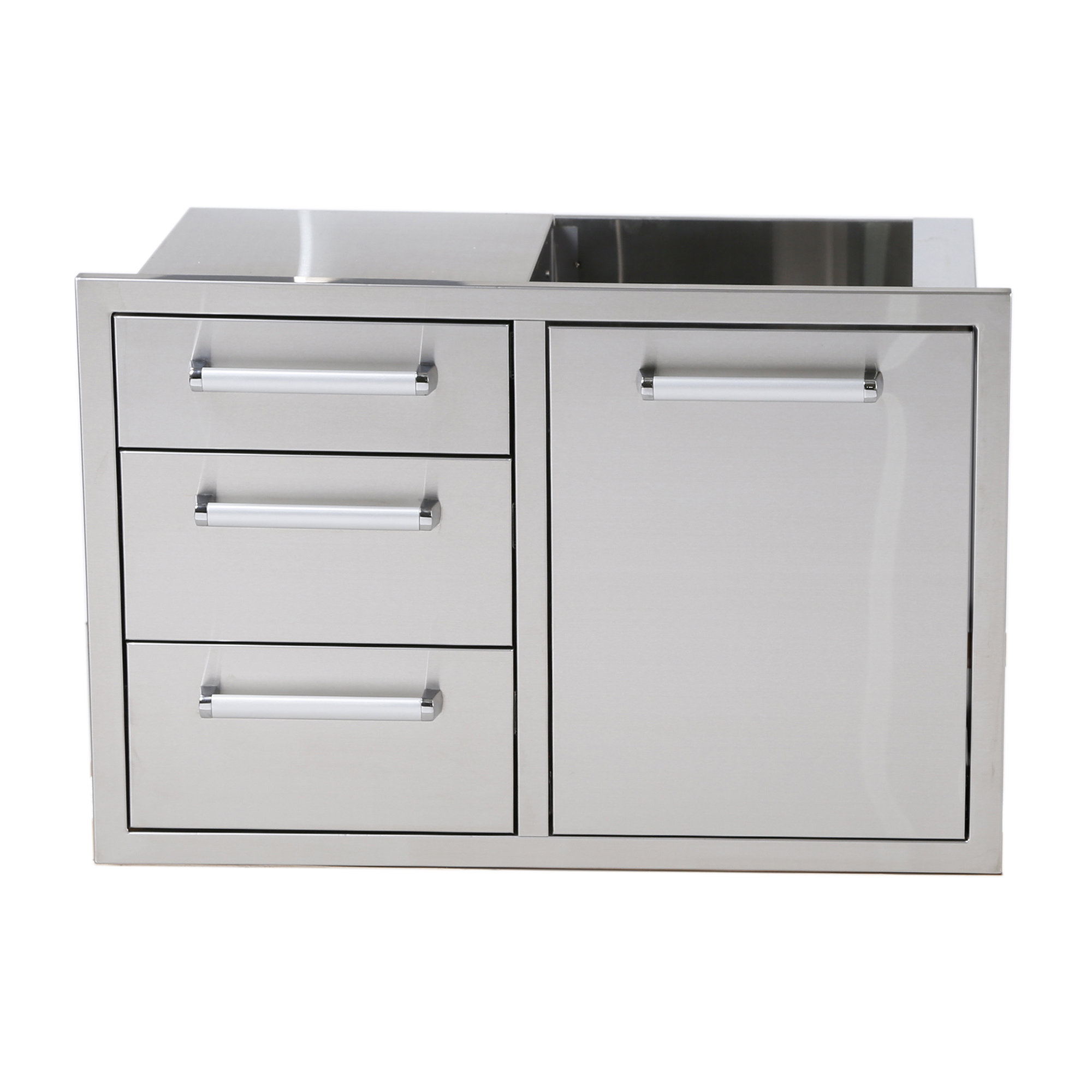 Bonfire Outdoor Patio Kitchen Stainless Steel Triple Drawer & Trash Can