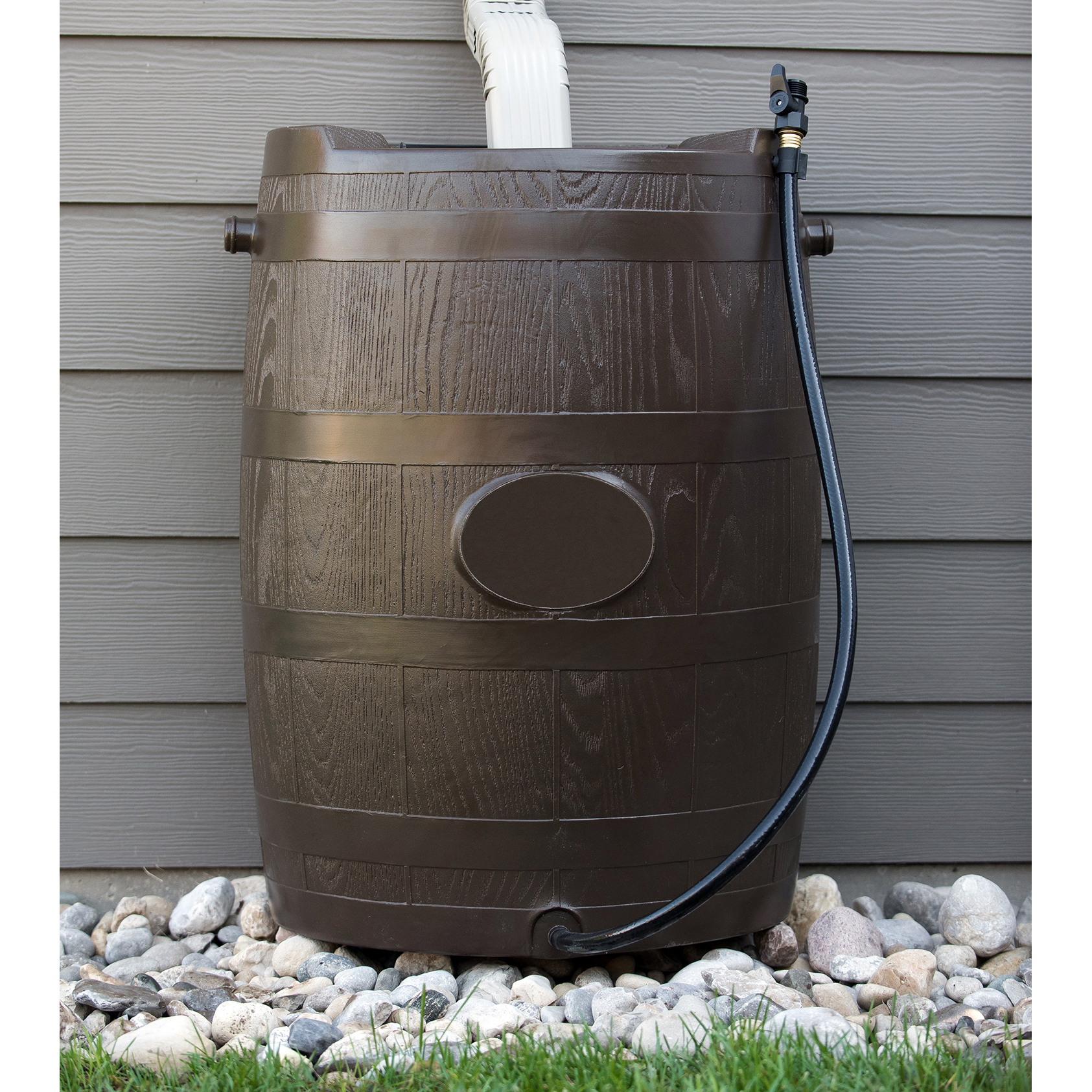 FCMP Outdoor 45 Gallon Plastic Half Barrel Rain Water Collection Drum ...