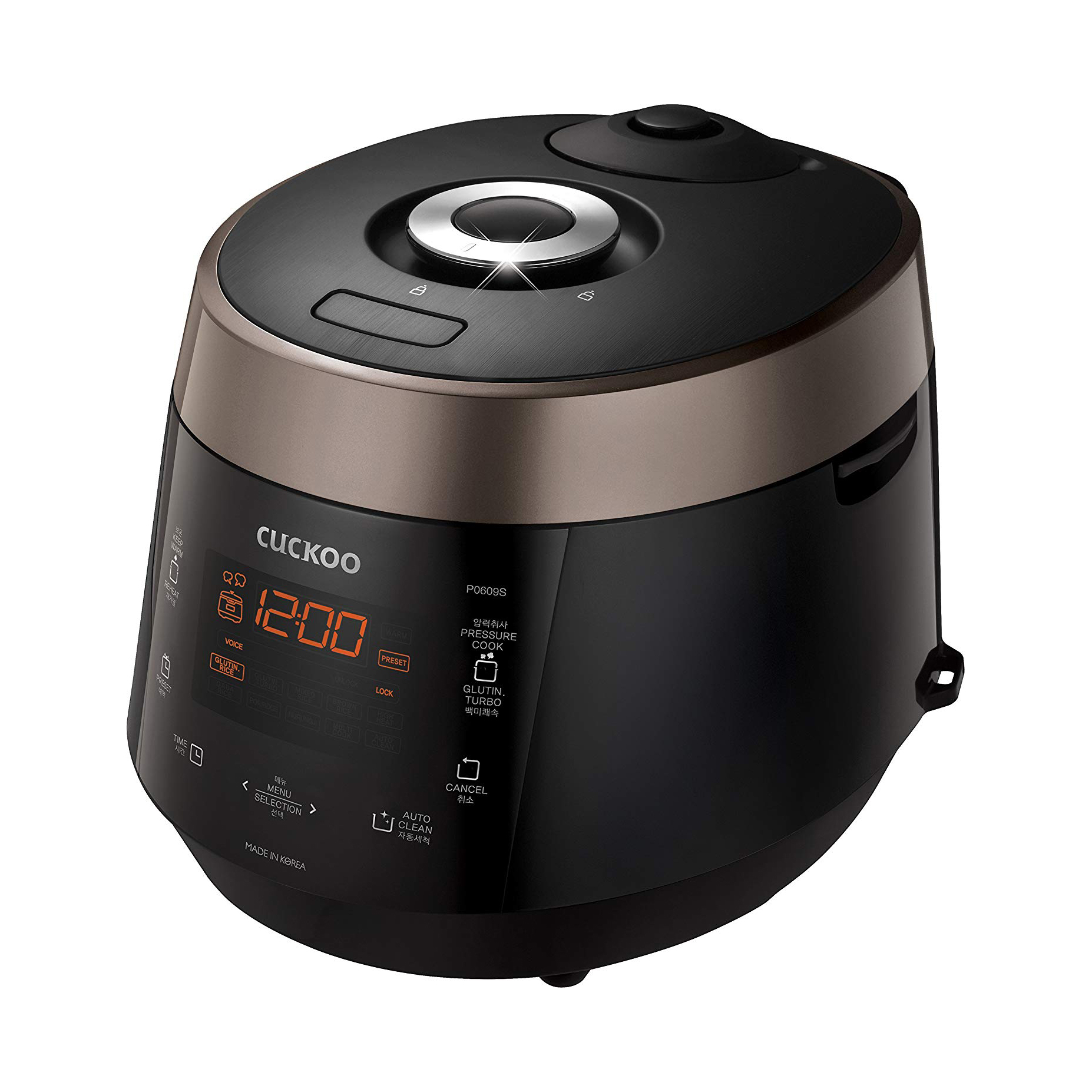 Cuckoo Electronics Stainless Steel 6 Cup Pressure Rice Cooker, Black