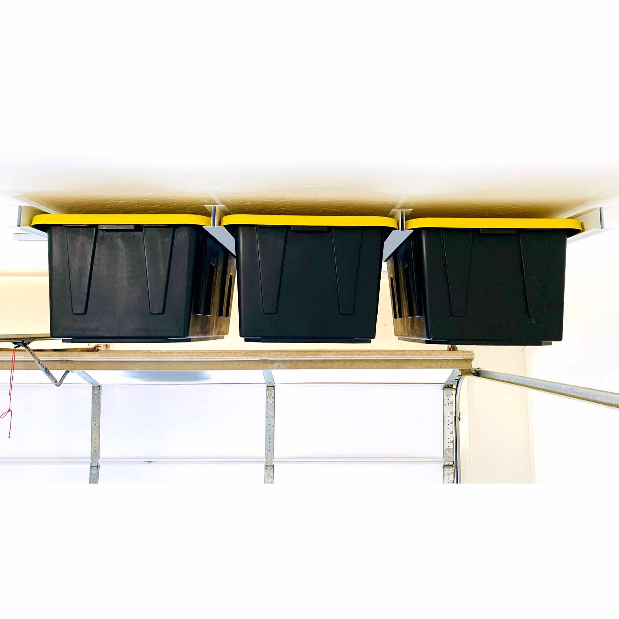 SAM Adjustable Tote Slide Overhead Garage Storage Rack, White (Used ...