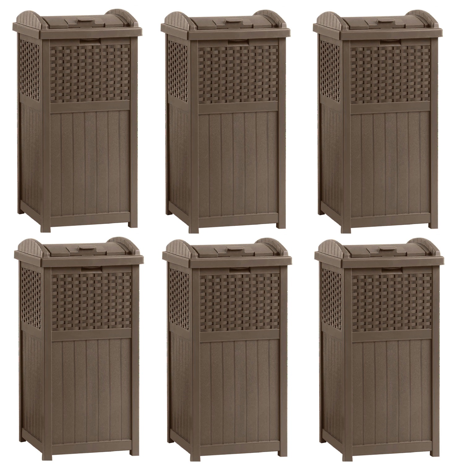 Suncast Ghw1732 Home Outdoor Patio Resin Wicker Trash Can Hideaway 2 Pack Storage Sheds