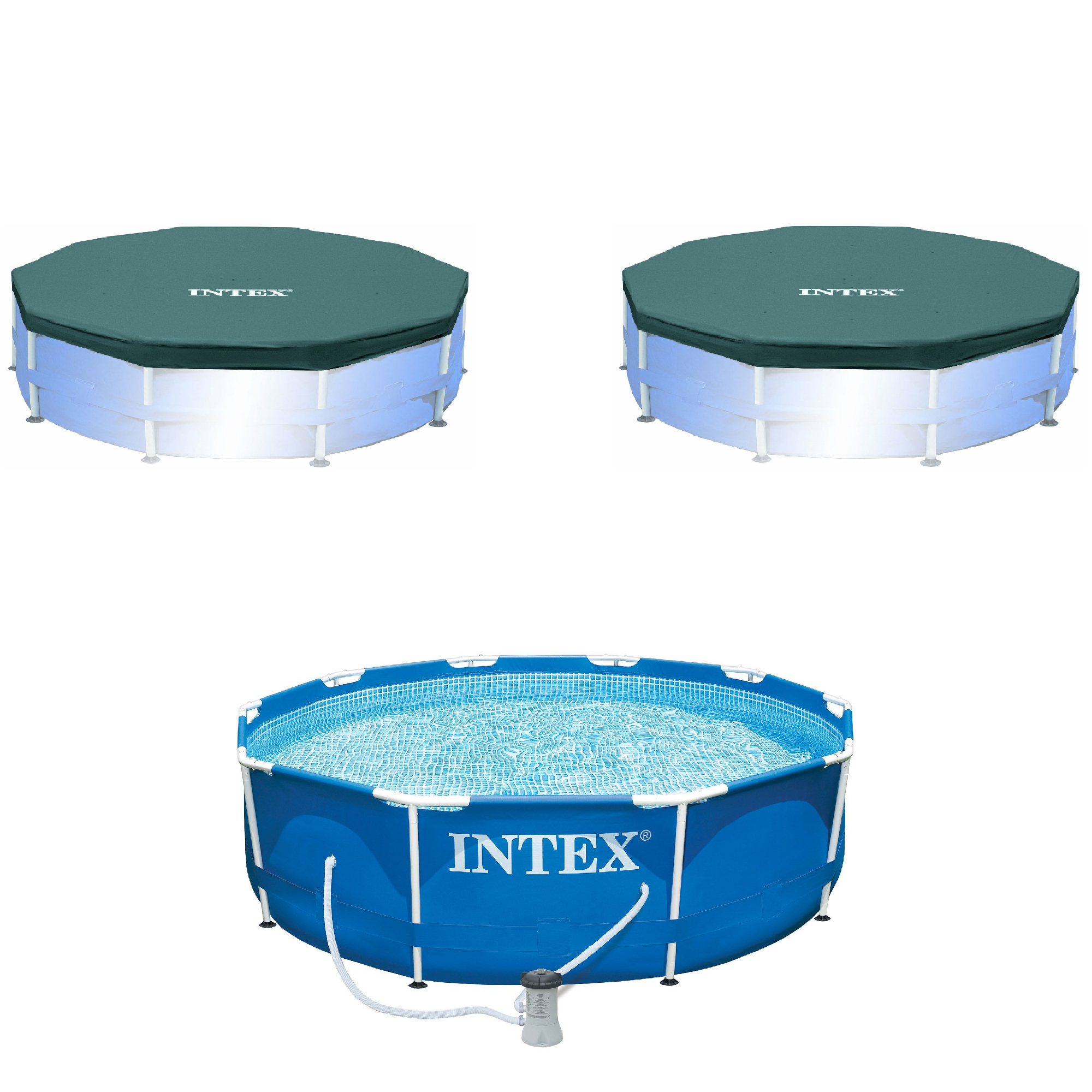 Intex 10 x 2,5 Fuß Frame Pool mit Filterpumpe & Intex 10 Fuß Vinylabdeckung, 2er-Pack - Bild 11 von 11