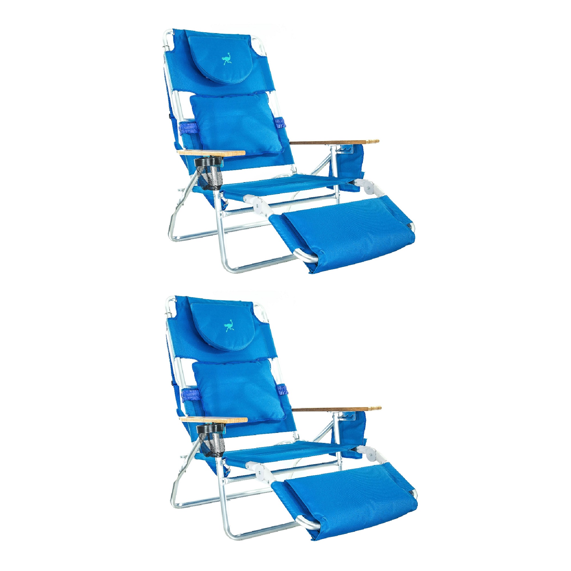 Pink Ostrich 3-N-1 Lightweight Outdoor Lounge 5 Position Reclining Beach Chair