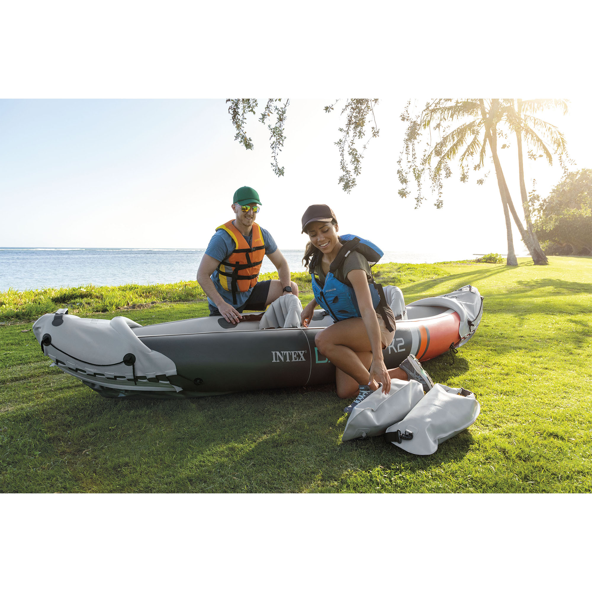 Intex 68310VM Dakota K2 2 Person Vinyl Inflatable Kayak with Oars and ...