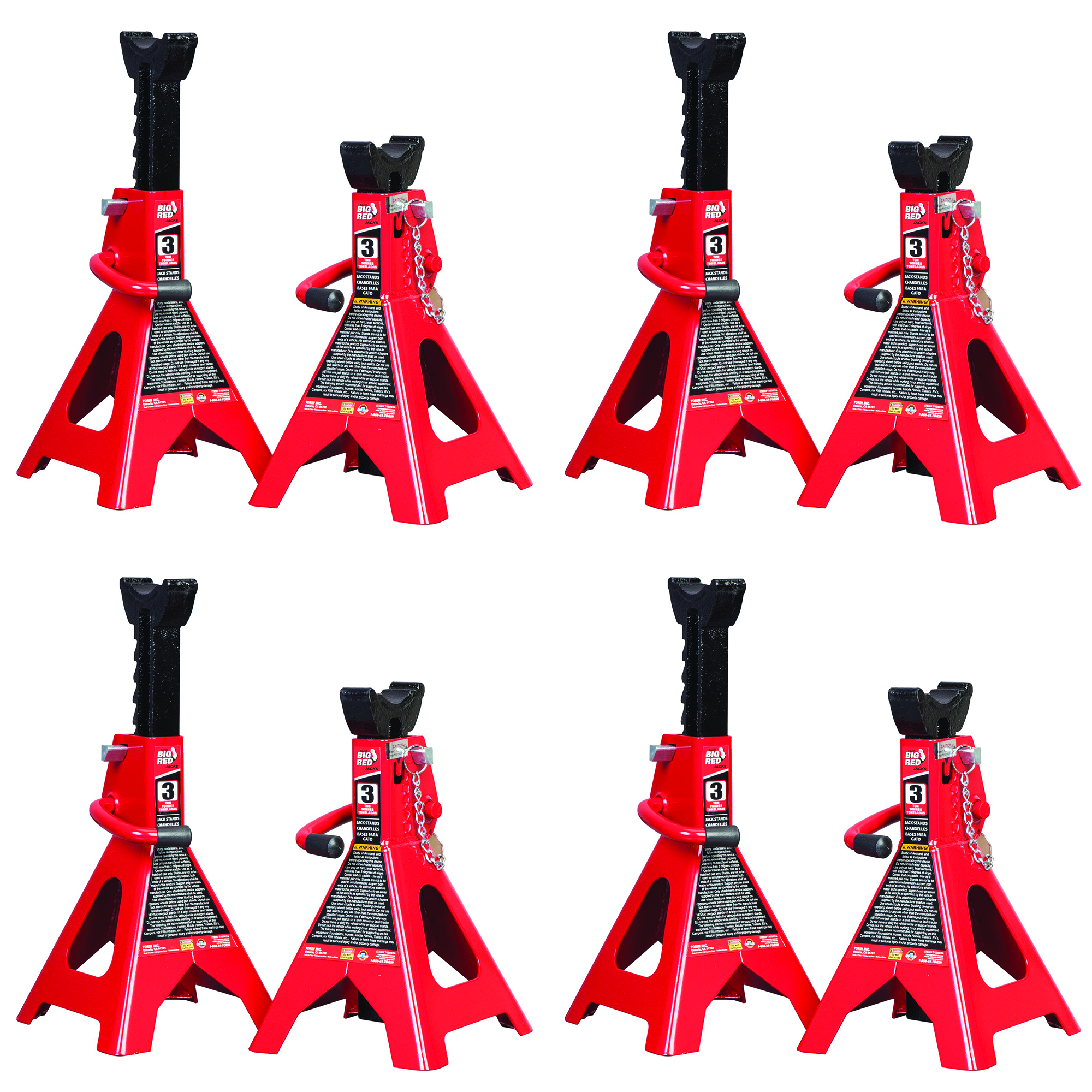 Torin T43002A Big Red Steel Jack Stands Double Locking 3 Ton Capacity 1 Pair