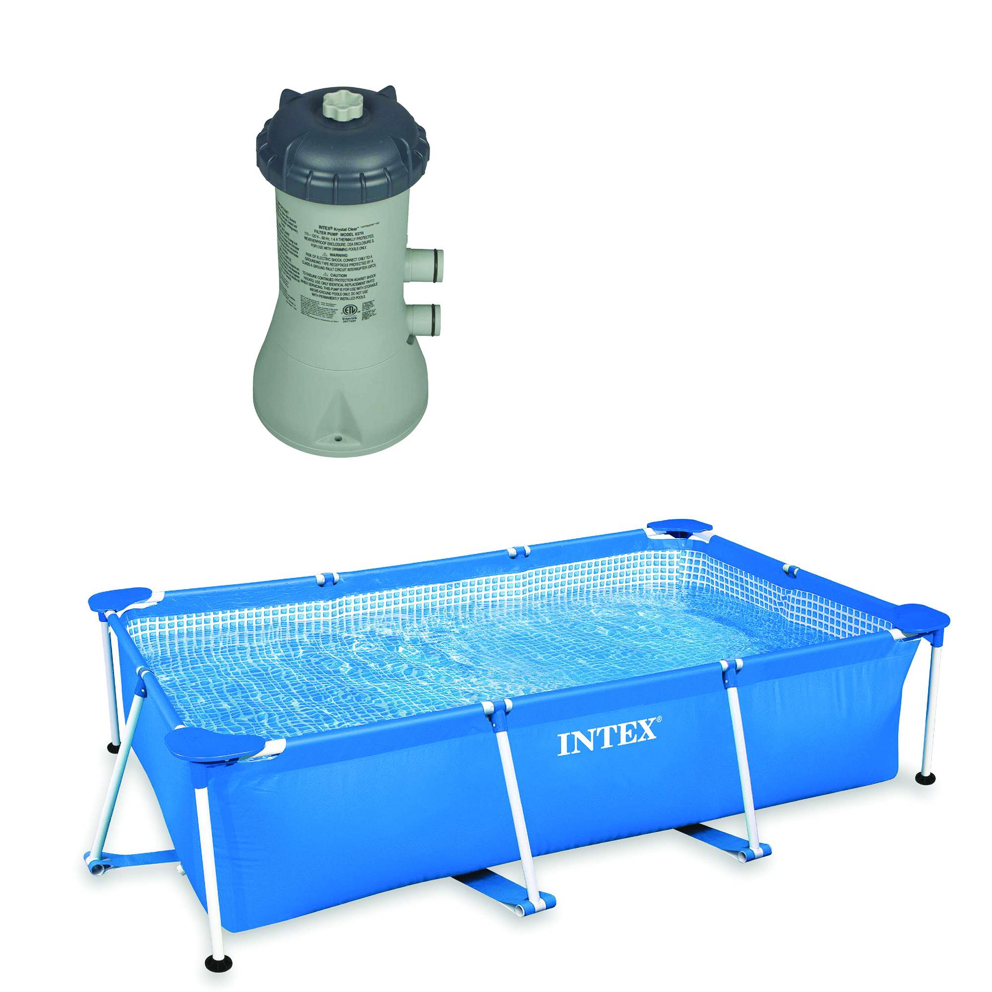 Frame Above Ground Baby Splash Swimming Pool Bundled w/ Intex Filter Pump