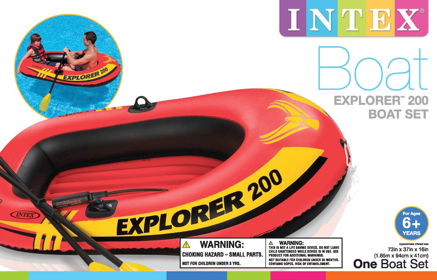 Intex Explorer 200 aufblasbares 2-Personen-Floß-Set mit 2 Rudern & Pumpe (5er-Pack) - Bild 6 von 8