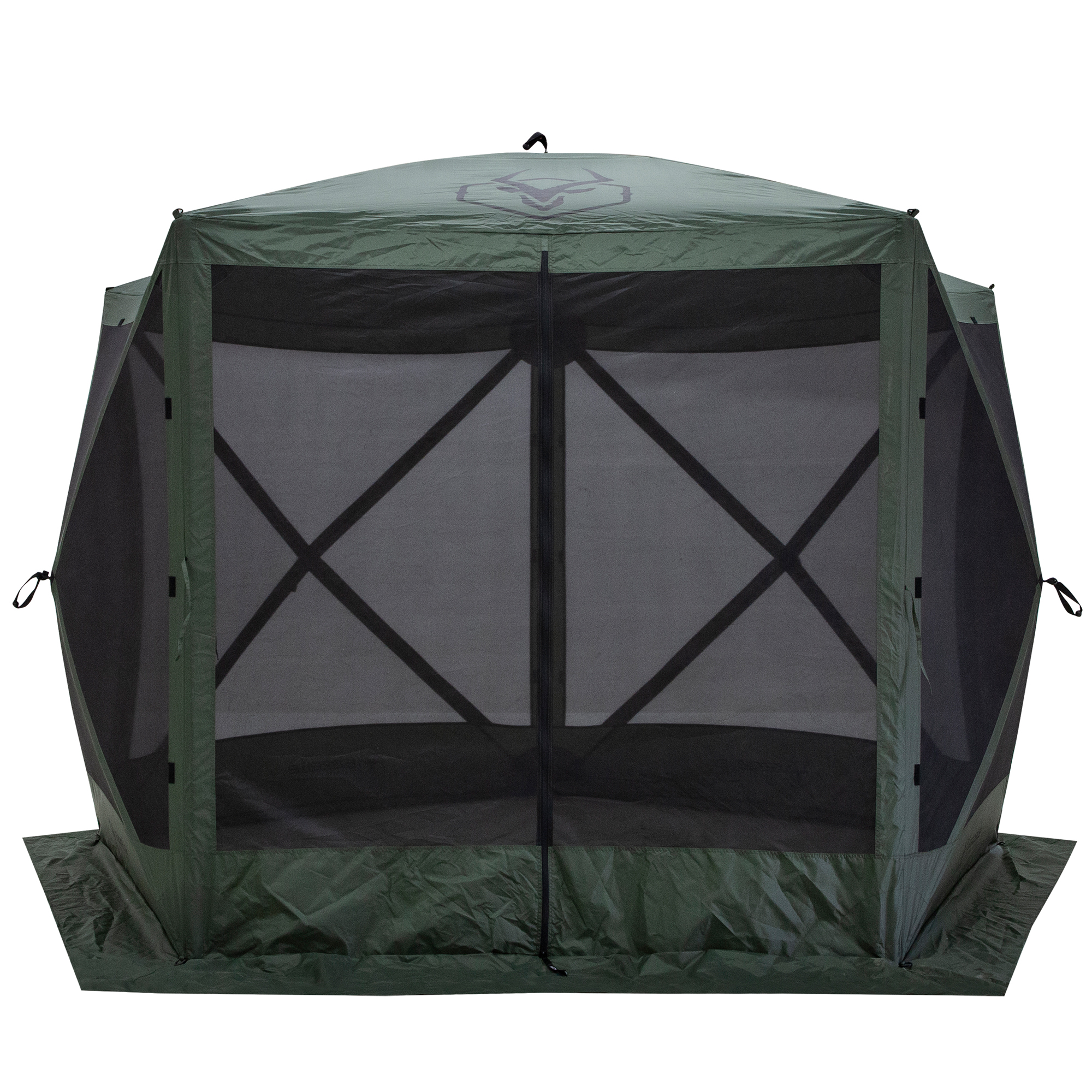 Gazelle 4 Person 5 Sided Portable Pop Up Gazebo Screened Tent, Green (Used)