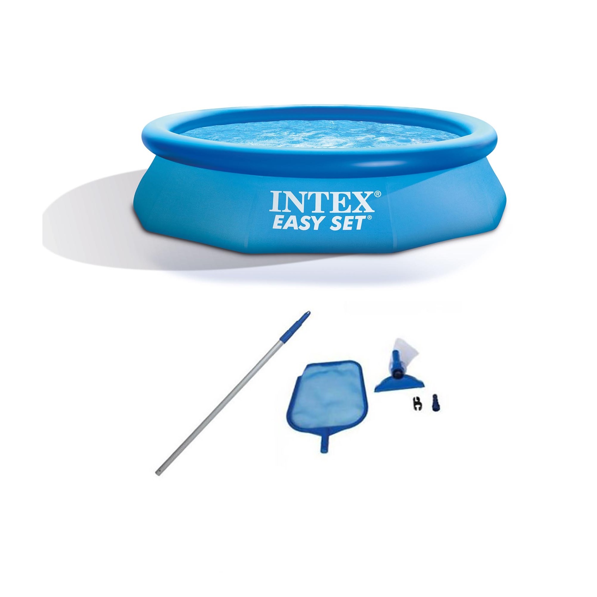 Intex 10'x2.5' Kid Swimming Pool w/Filter Pump & Cleaning Maintenance Kit - Picture 1 of 12