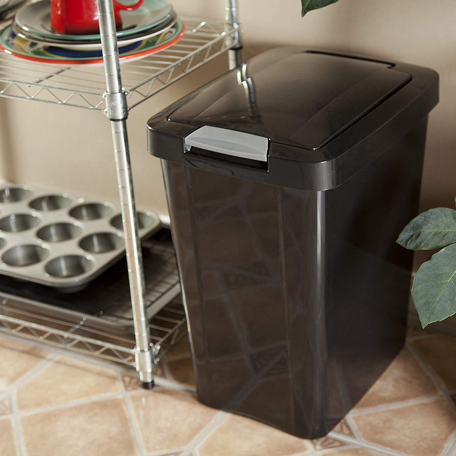 Sterilite 7.5 Gallon TouchTop Wastebasket with Titanium Latch, Black (4