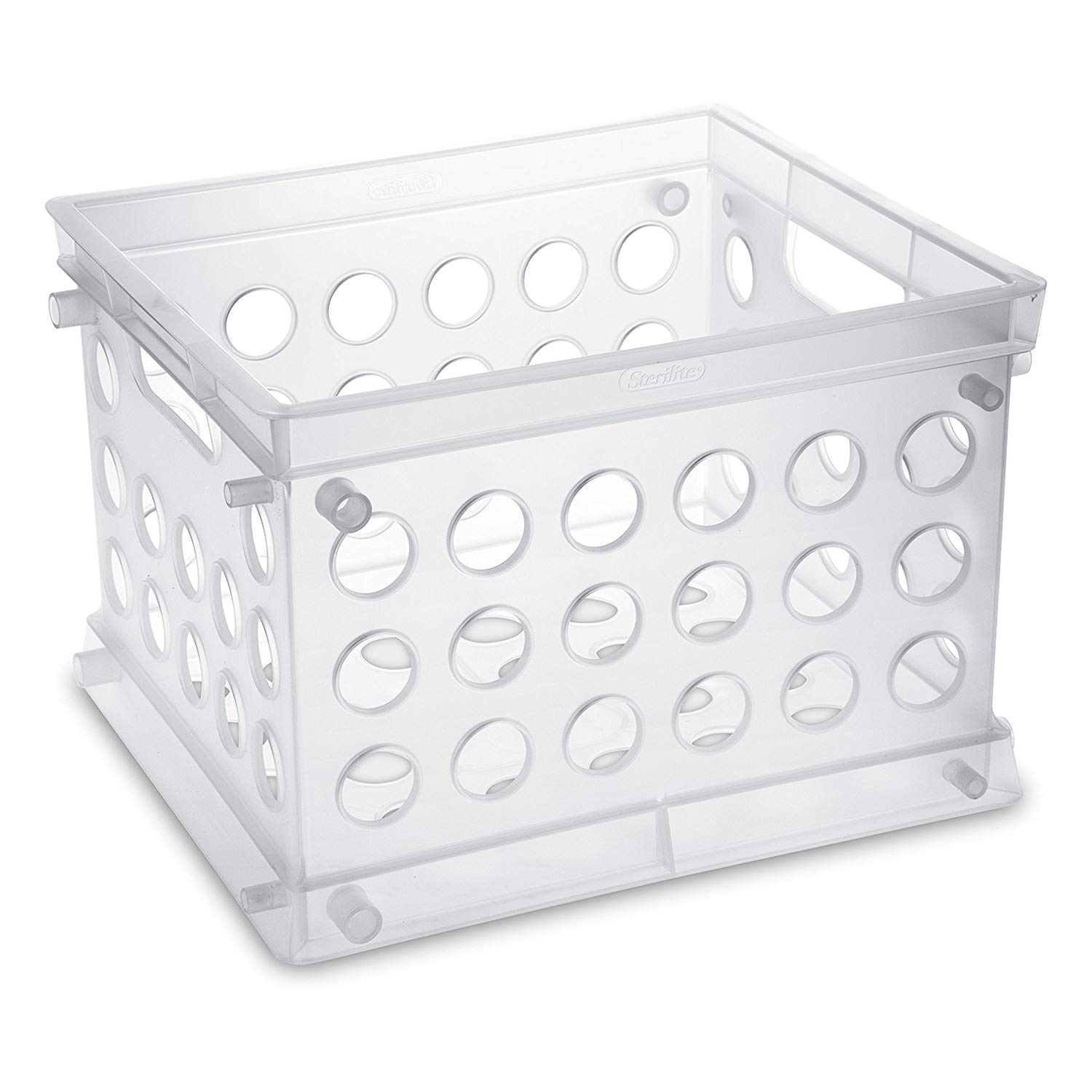 Sterilite Convenient Mini Square Small Storage Organizing Crate, Clear