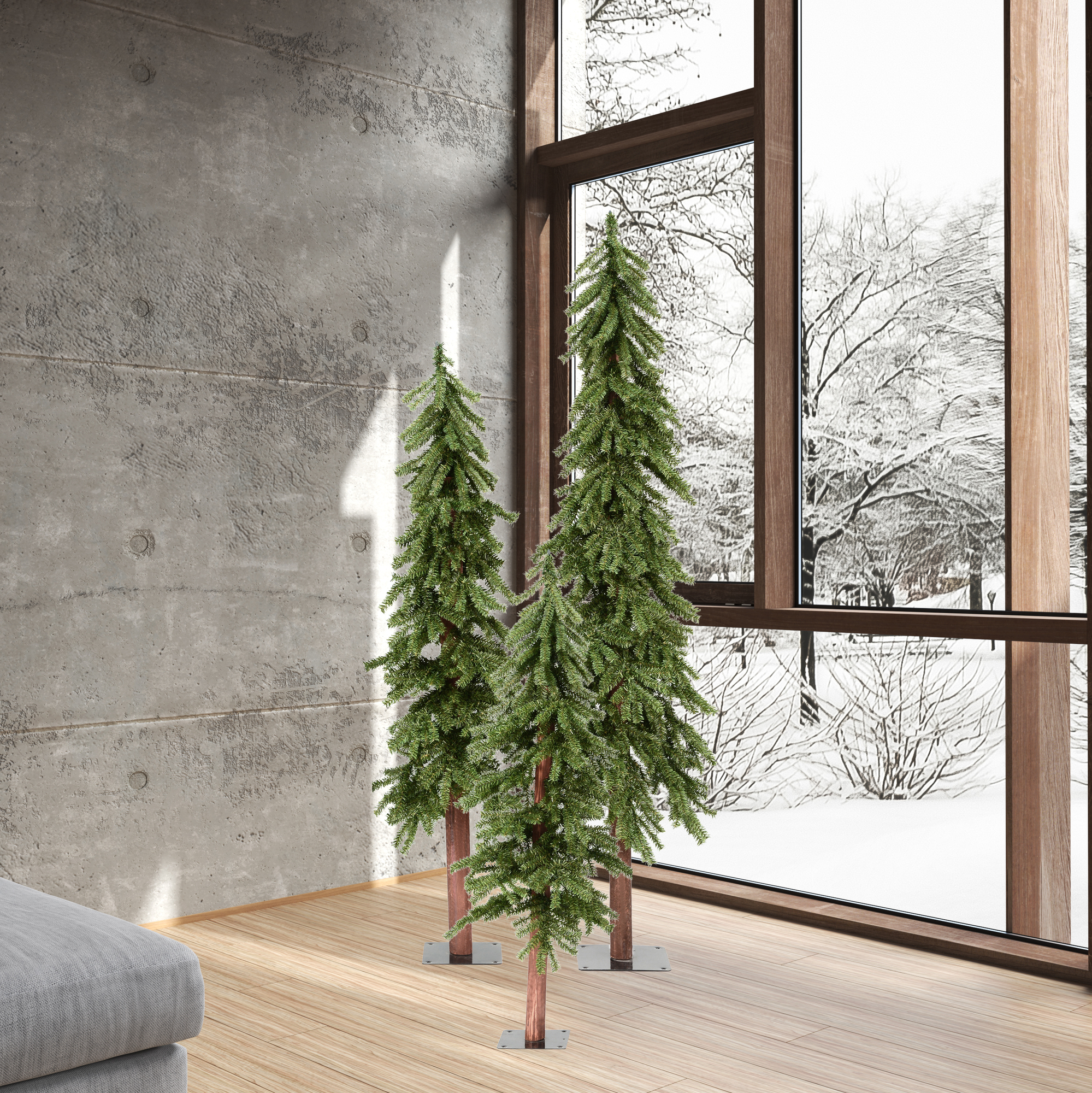 Vickerman 4, 5, and 6 Feet Unlit Natural Alpine Artificial Christmas