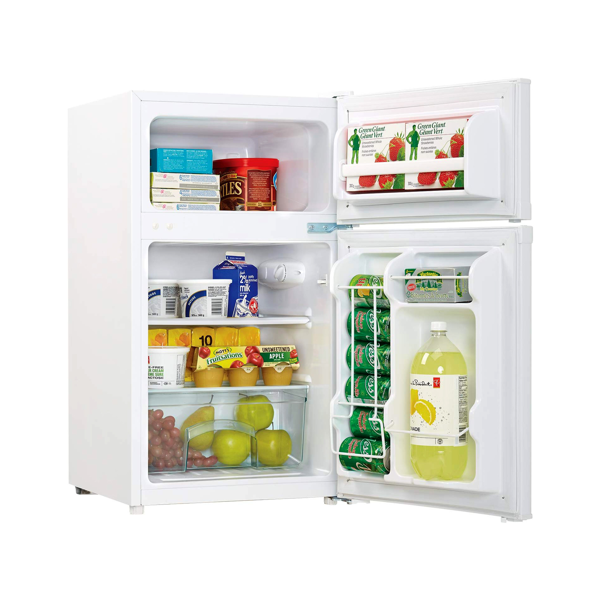 Danby 3.1 Cubic Feet 2 Door Glass Shelf Compact Refrigerator, White