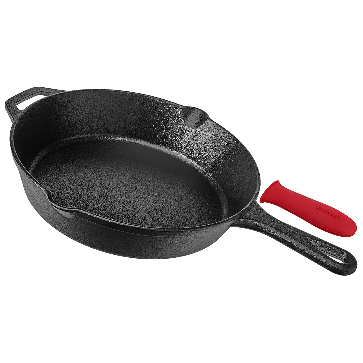 Cuisinel PreSeasoned Cast Iron Cooking Skillet w/ Glass Lid, 10Inch