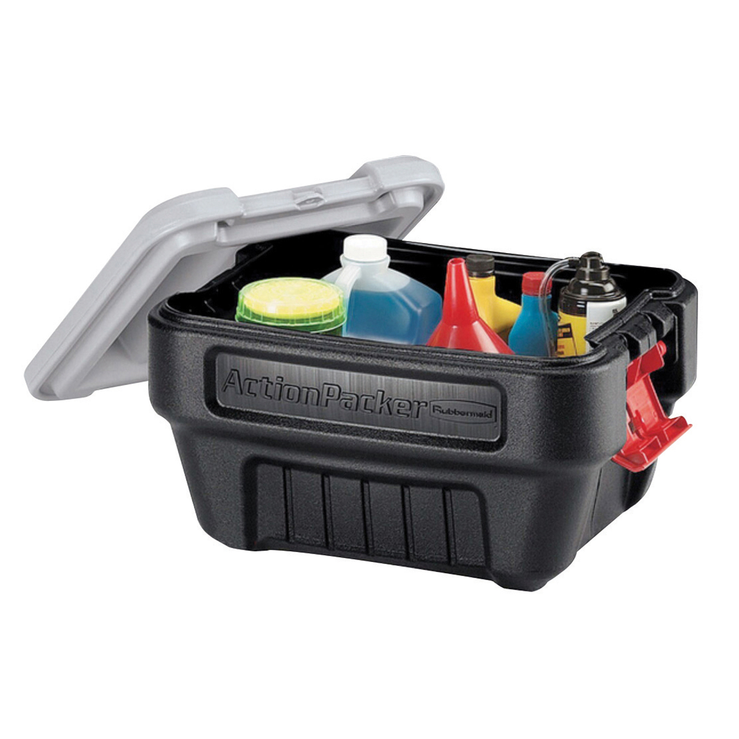Rubbermaid 8 Gallon Lockable Latch Plastic Storage Container Box, Black