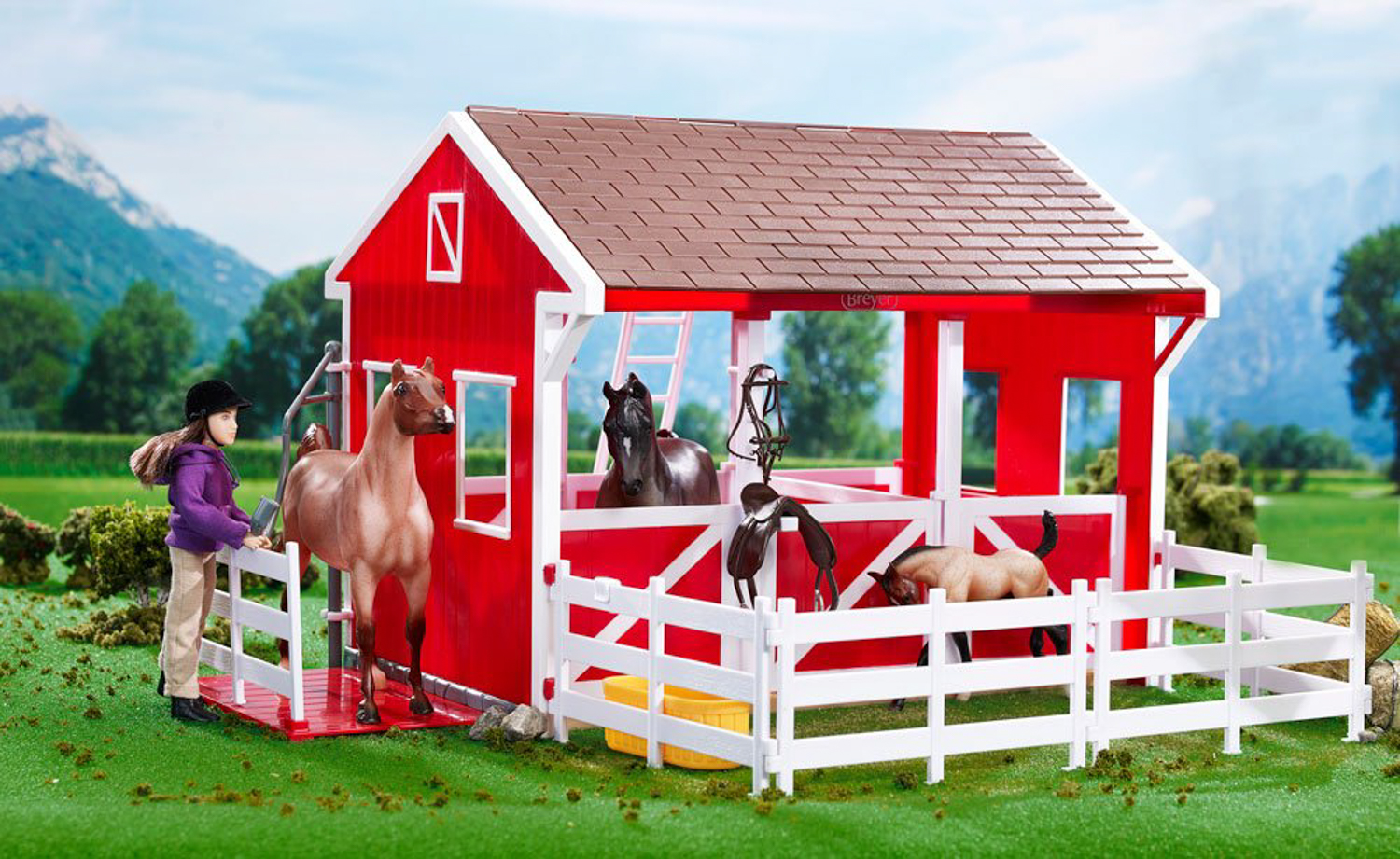 Breyer 698 Freedom Series Spring Creek Horse Stable Play Set 1:12 Scale