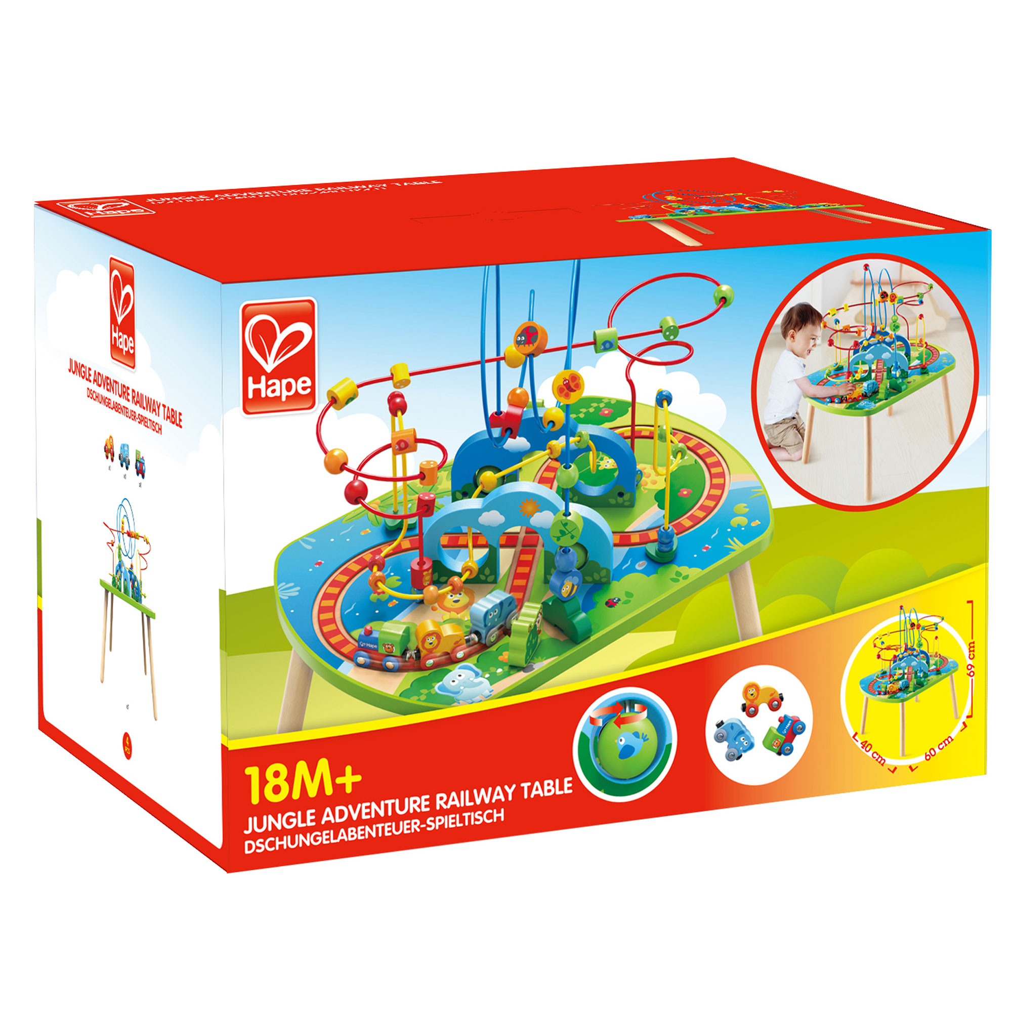 hape jungle play & train activity table