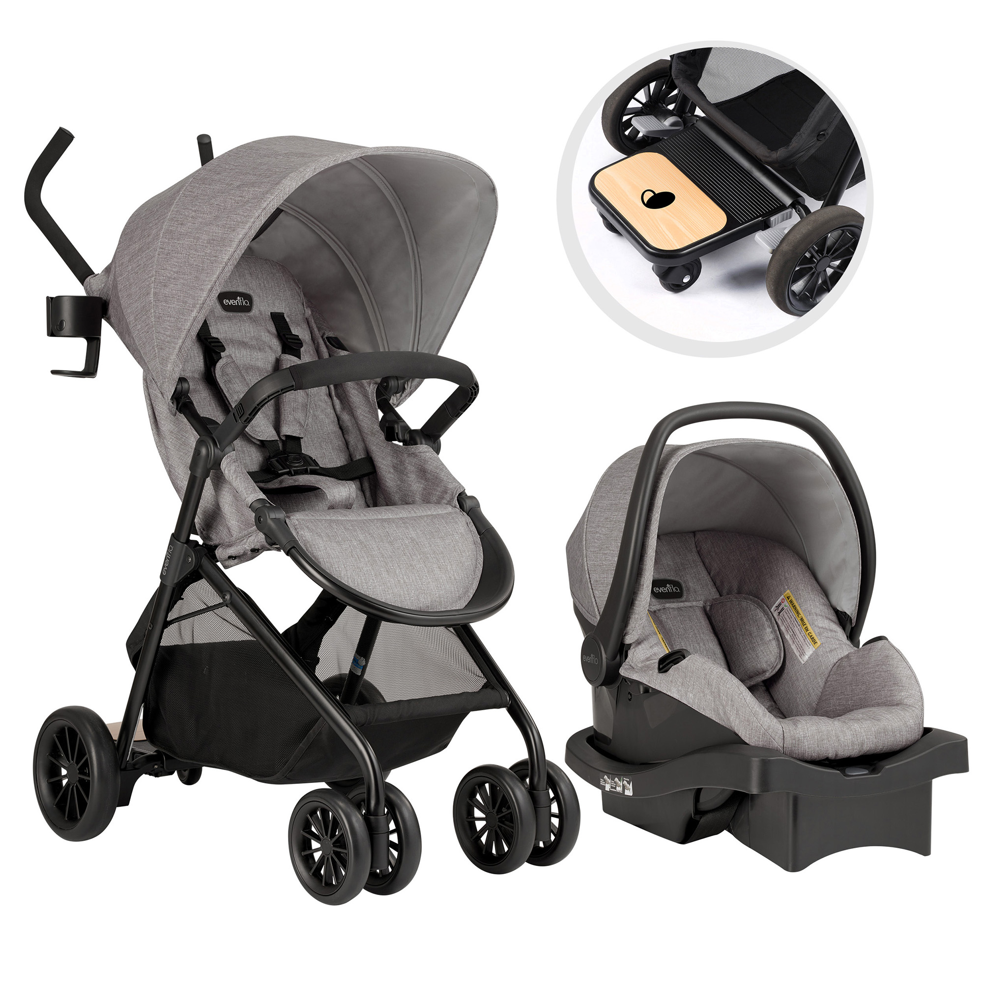 evenflo folio3 stroll and jog travel system with litemax 35 infant car seat