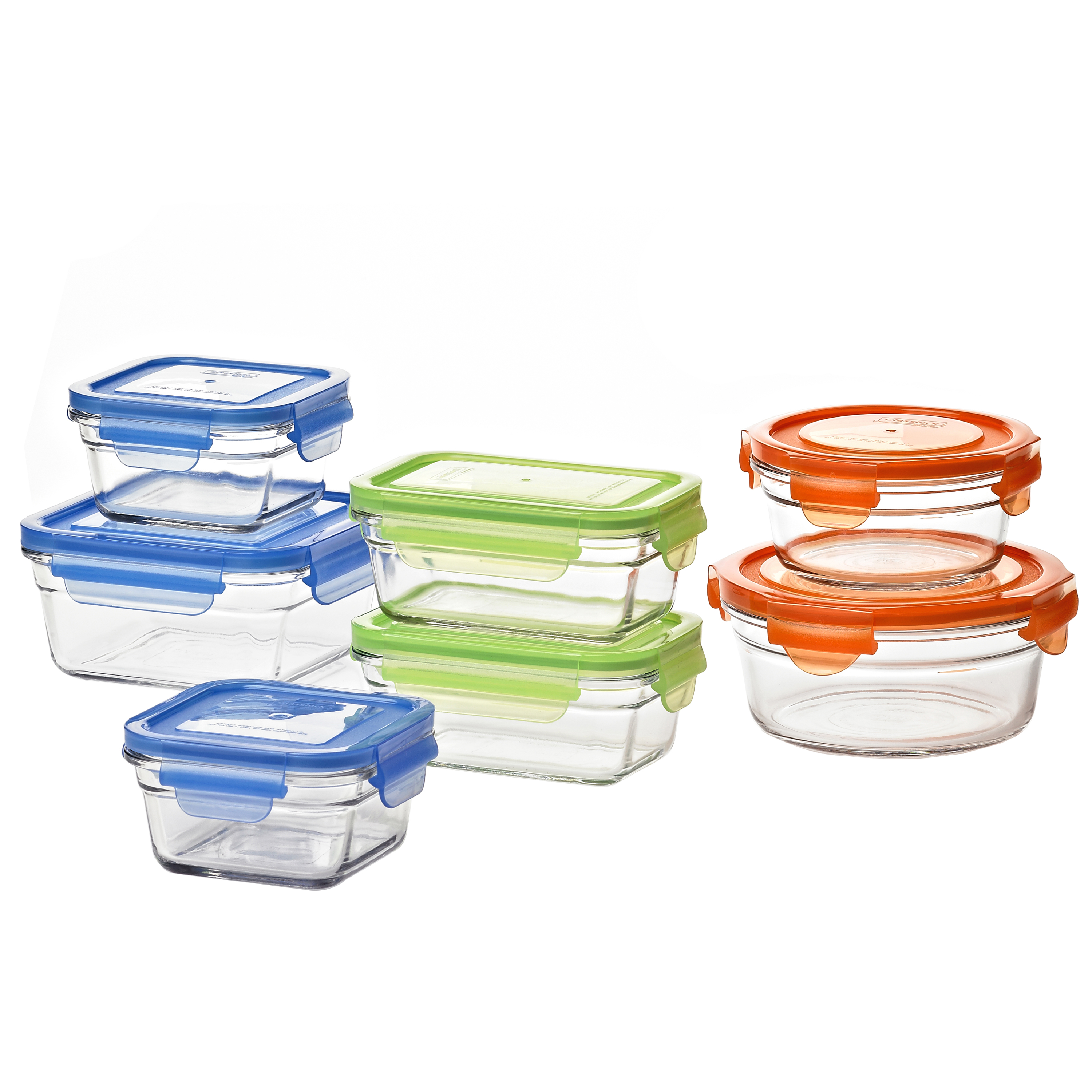 Glasslock Reusable Food Storage Container Set, Oven & Freezer Safe, 14