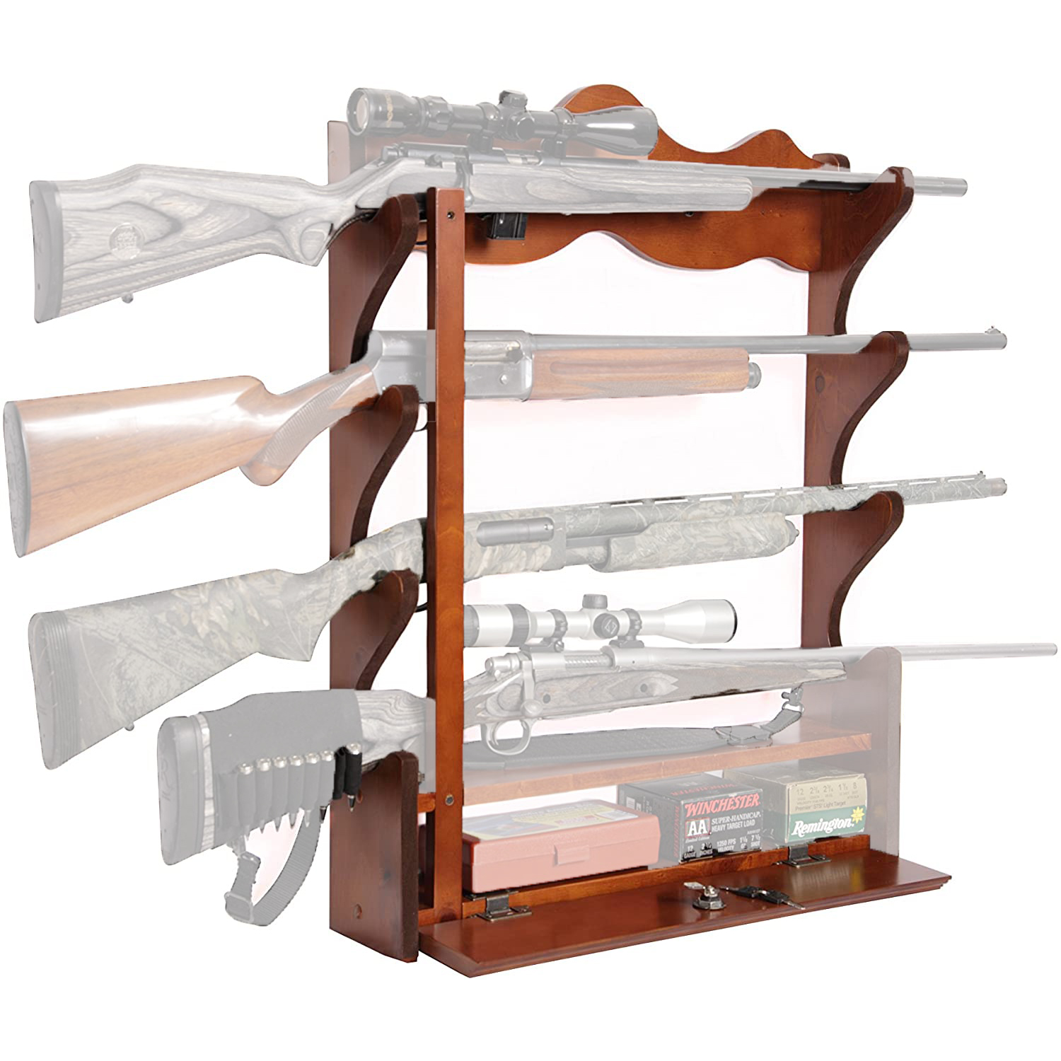 American Furniture  Classics Wood Home Wall Mount 4 Rifle 