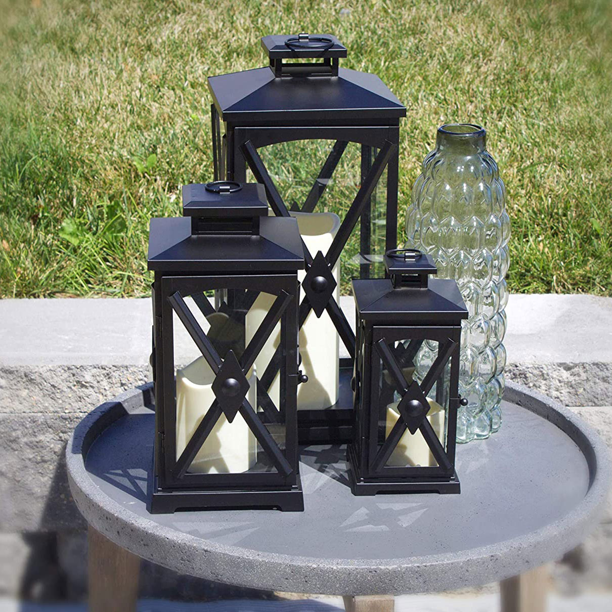 Pebble Lane Living Indoor Outdoor Decorative Candle Lanterns Set Of 3 Black 193802151343 Ebay