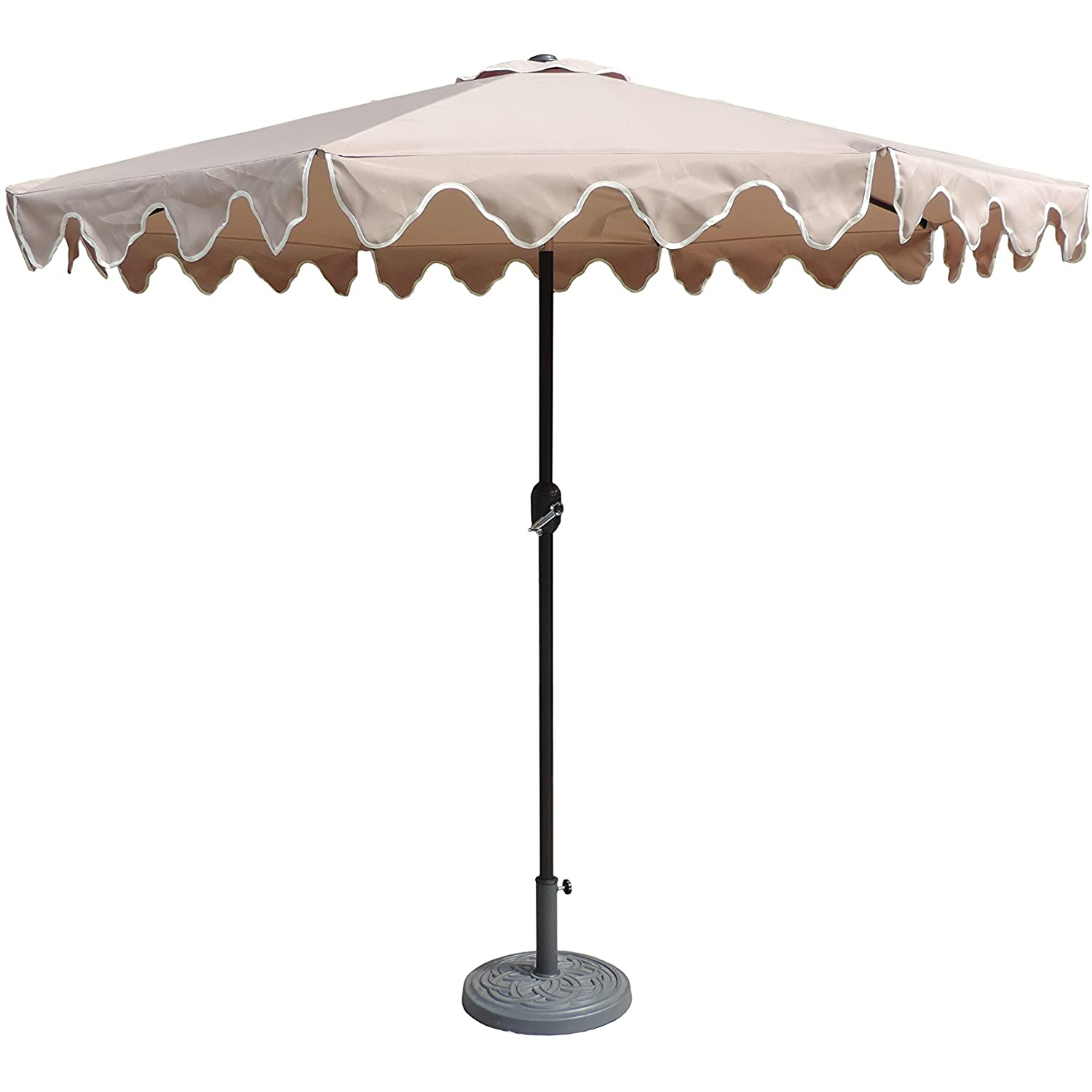 Pebble Lane Living Exclusive Scalloped Patio Umbrella with Tilt, 9 Feet