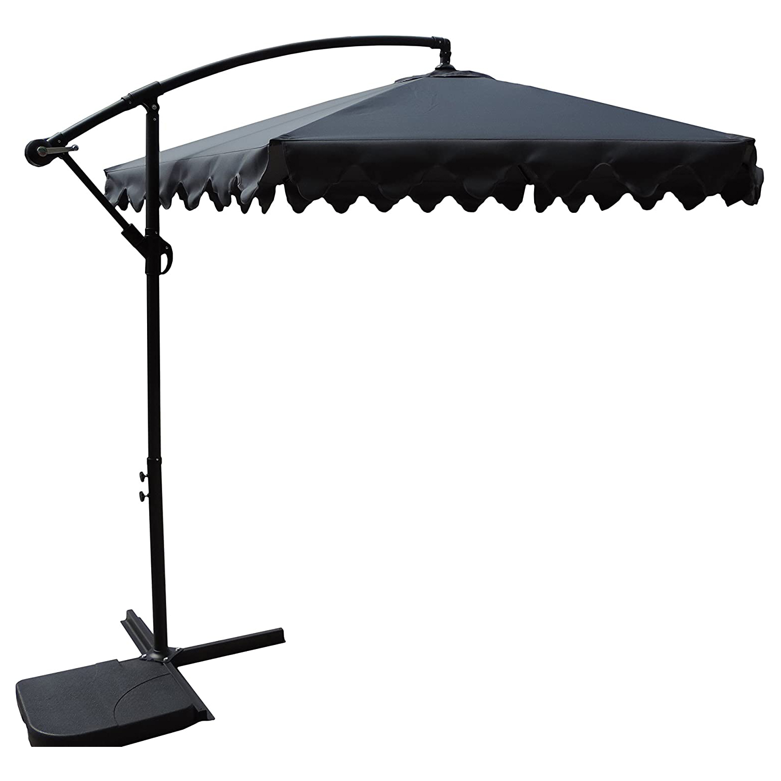 Pebble Lane Living 10 Ft Cantilever Scalloped Outdoor Patio Tilt Umbrella Black Ebay