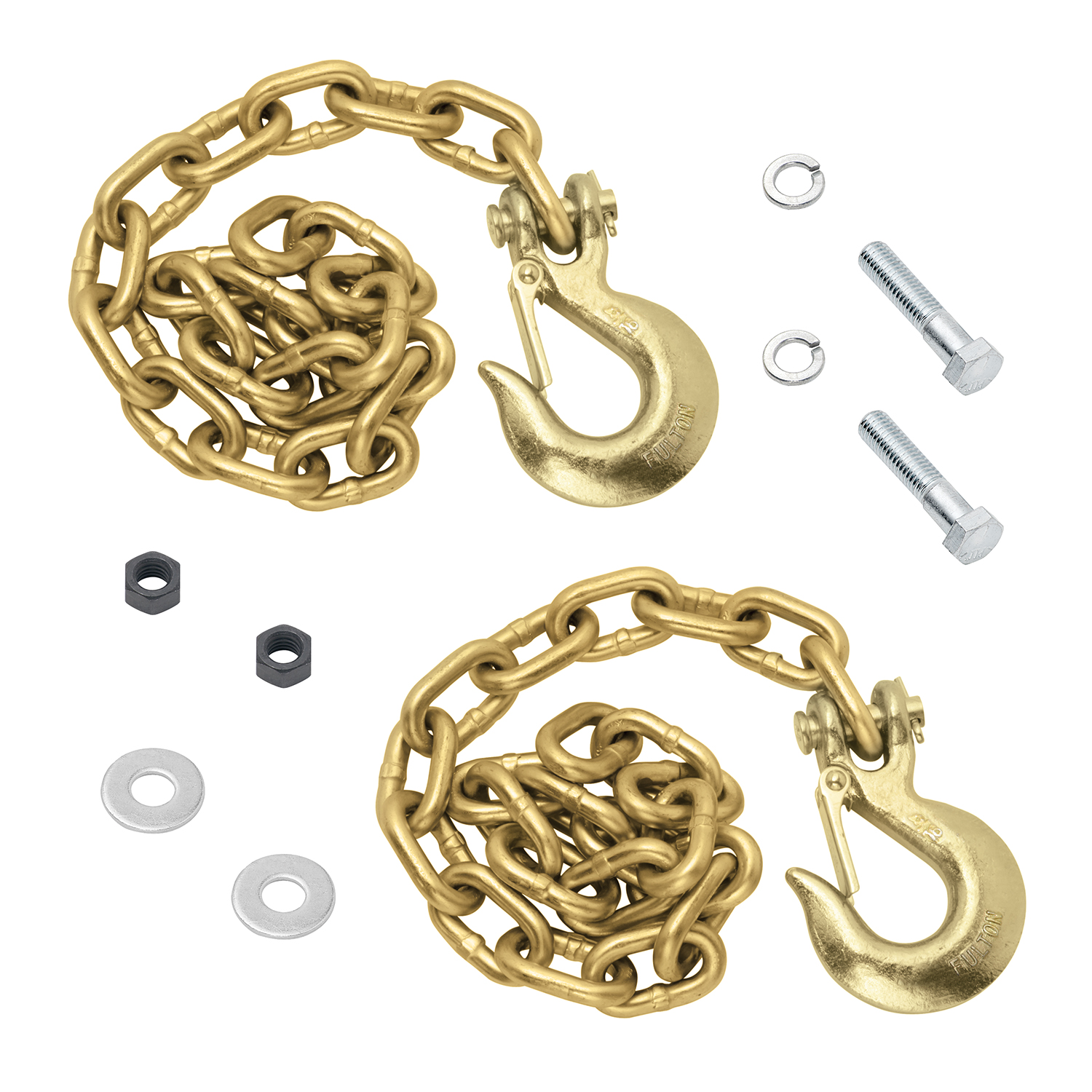 Fulton Trailer Hitch Safety Chain with Mounting Hardware, Yellow Zinc