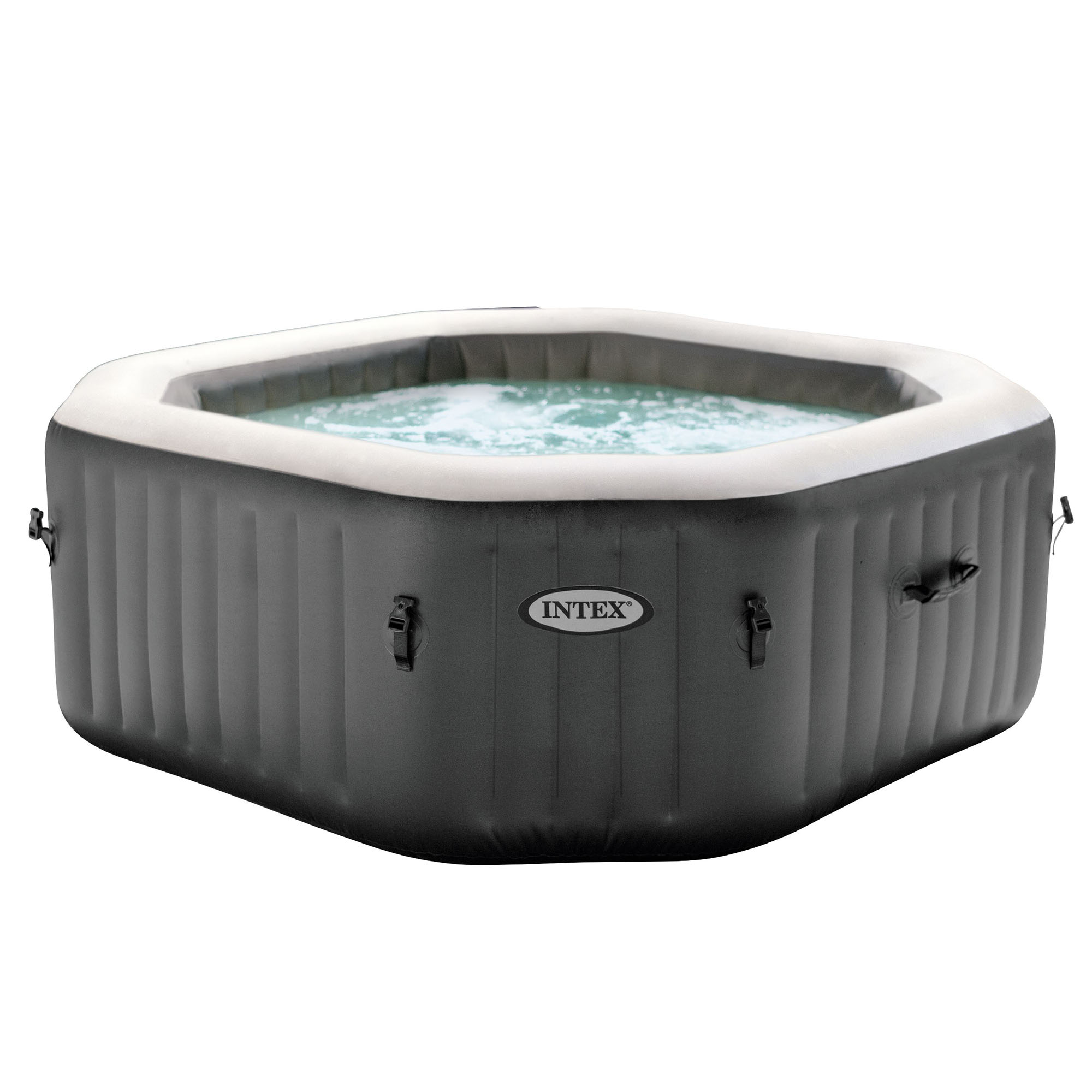 Intex 28413wl Purespa 4 Person Octagonal Inflatable Hot Tub Spa Gray Open Box Ebay