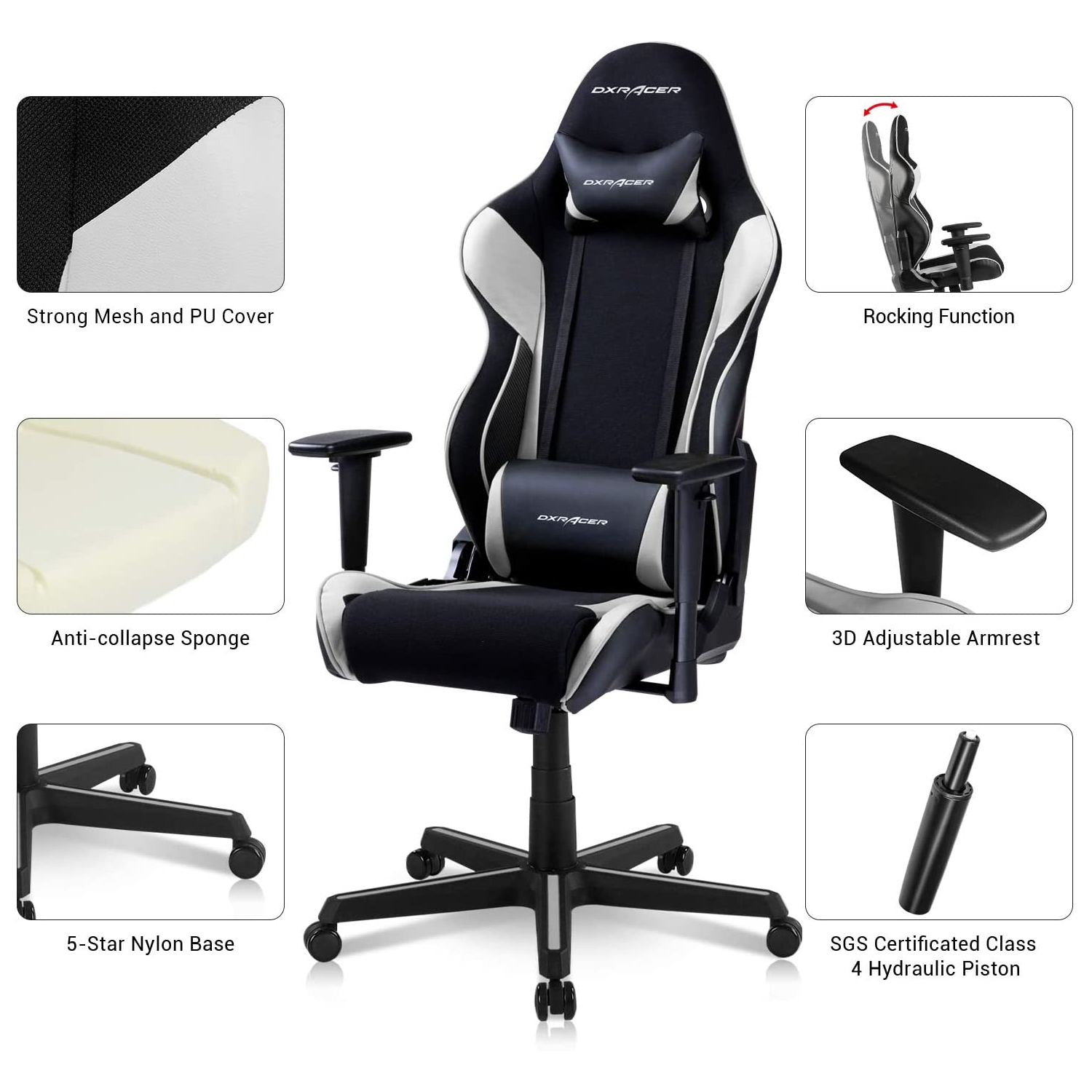  DXRacer  Racing Ergonomic Gaming  Home Office Chair  Black 