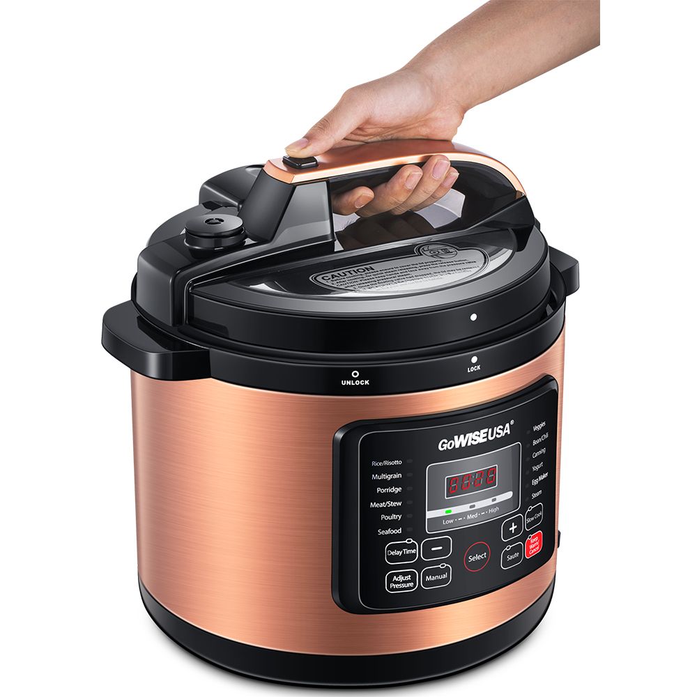 GoWISE USA 8-Quart 12-in-1 Electric Pressure Cooker and 50-Recipe Book