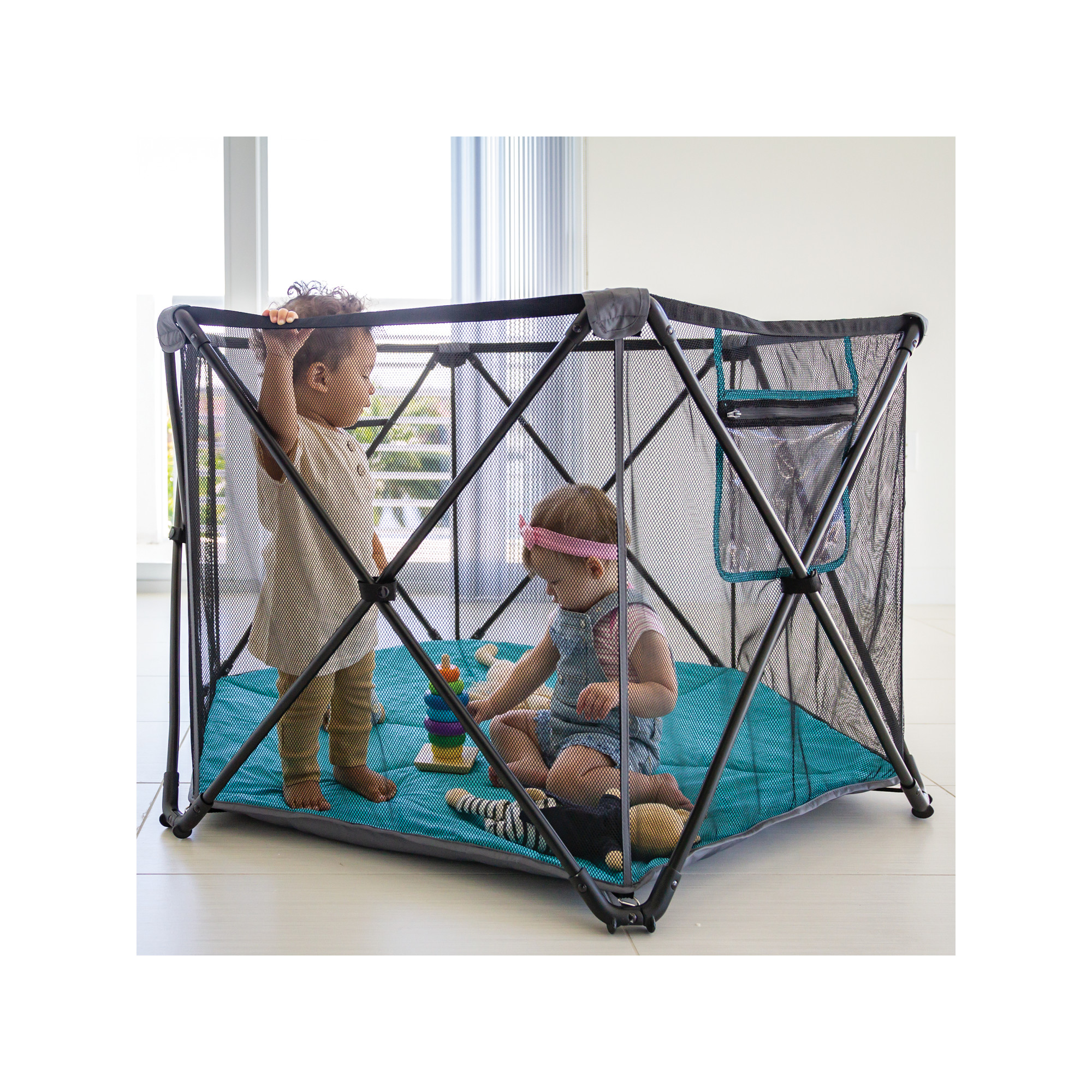 Evenflo Play Away Indoor and Outdoor Playard with Canopy, Cedar Grove