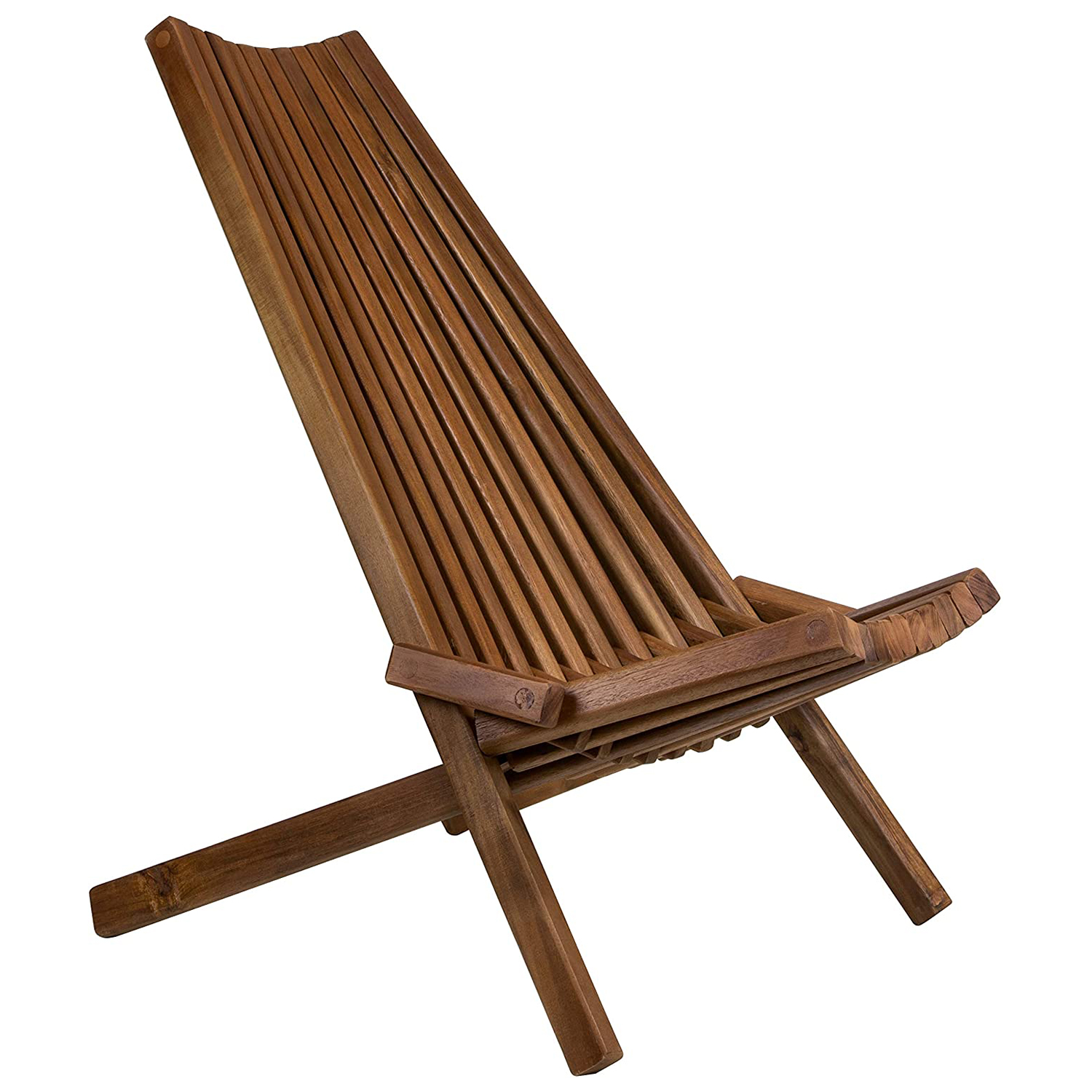 CleverMade Tamarack Low Profile Acacia Wood Lounge Folding Wooden