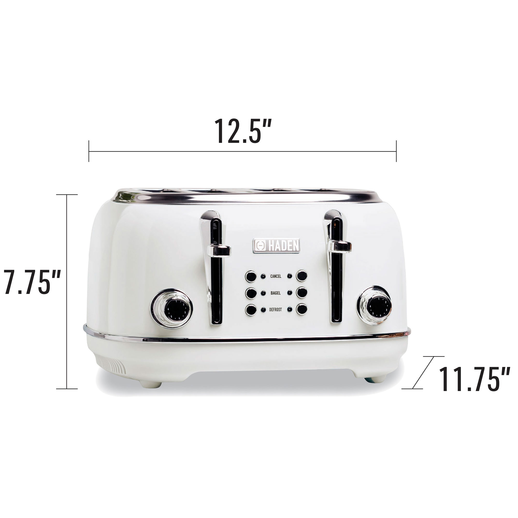 Haden Heritage 4 Slice Wide Slot Stainless Steel Body Retro Toaster