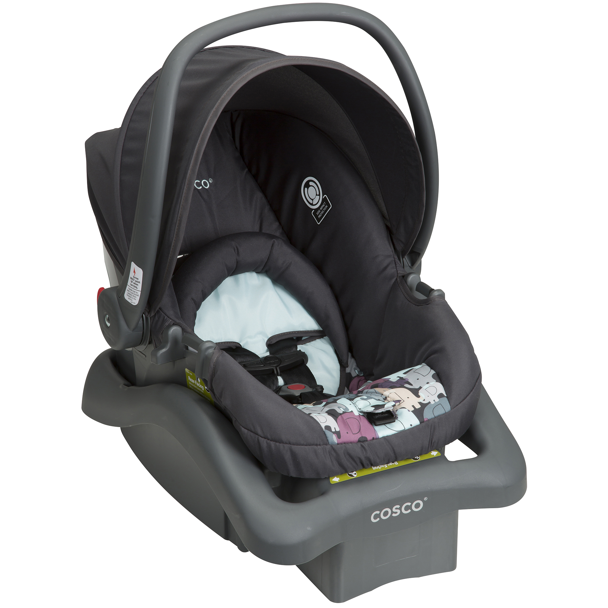 Cosco Light 'n Comfy DX Safe Rear Facing Infant Baby Car Seat, Elephant