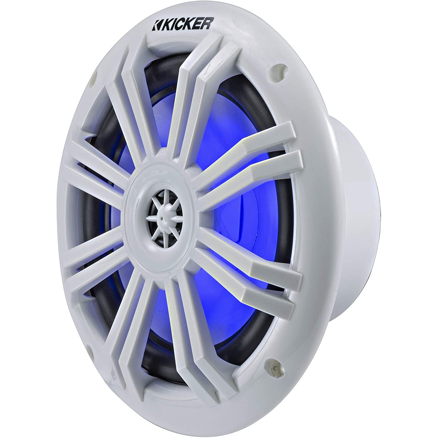 Kicker 45KM604WL Blue 6.5 Inch 4 Ohm Coaxial Marine LED Speakers, (4