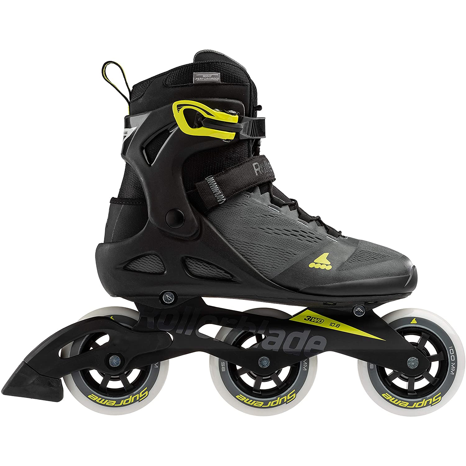 Rollerblade 100 3WD Men's Adult Inline Skate Size 9, Black & Yellow